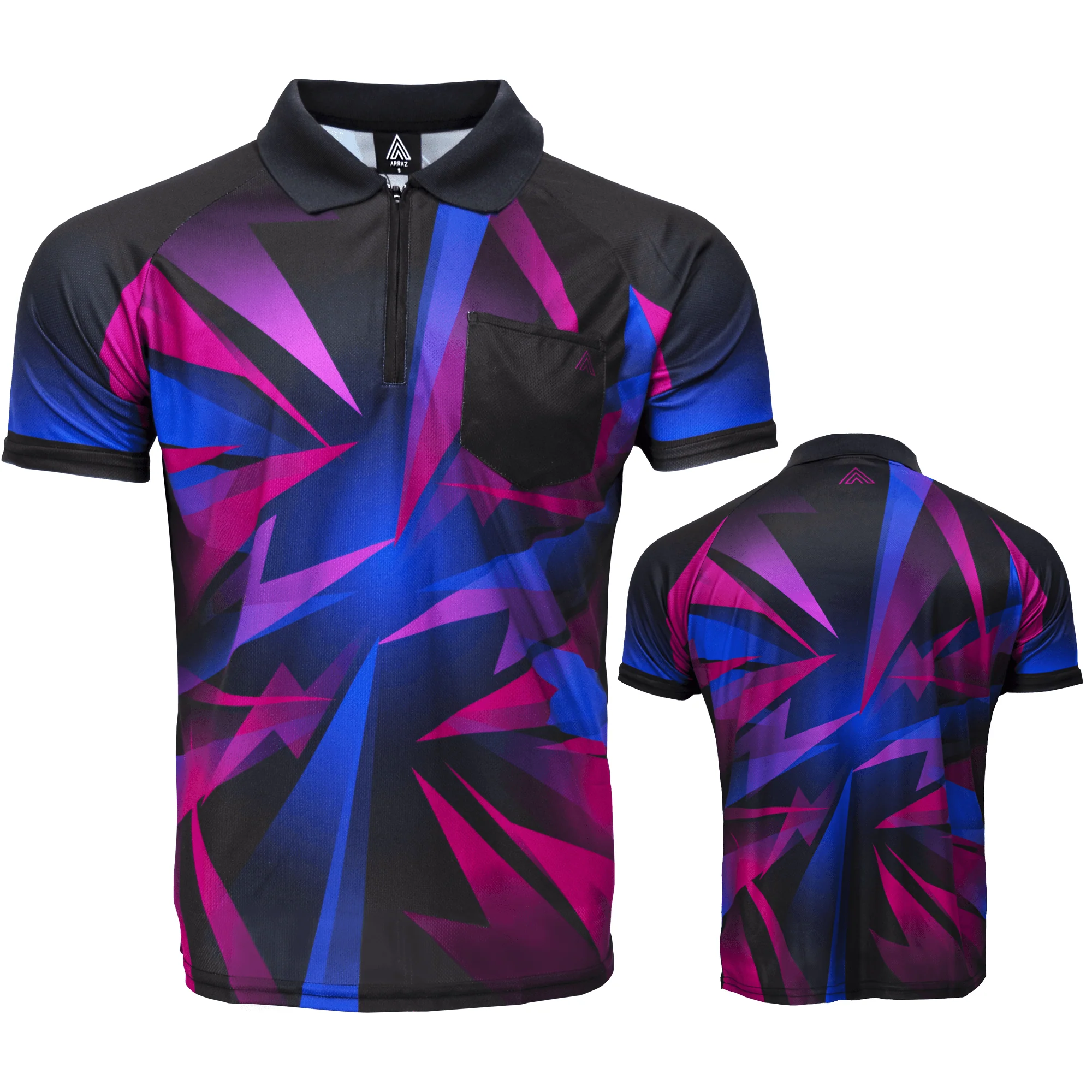 *Arraz Shard Dart Shirt - with Pocket - Black & Blue - Purple - Image 3