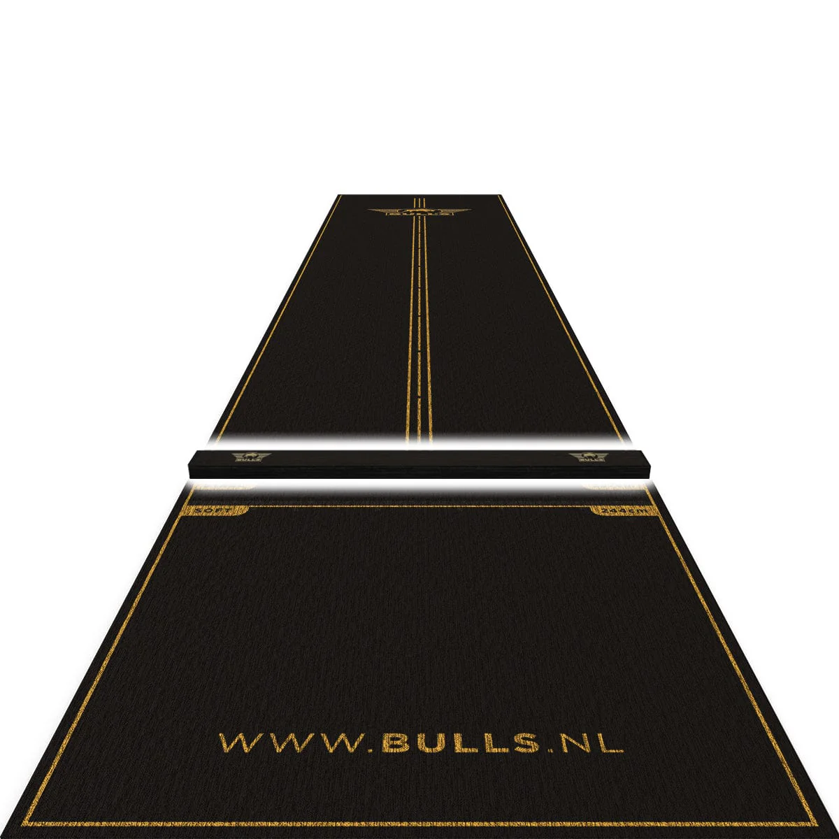 Bulls Advantage Carpet Dart Mat - with oche - Black & Gold - 300 x 85cm - Image 2