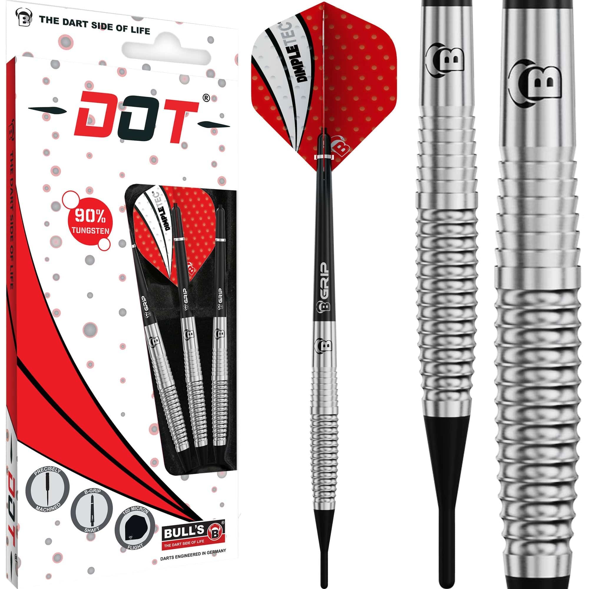 BULL'S Dot D1 Darts - Soft Tip - 90% Tungsten - Rear Shark - Image 2