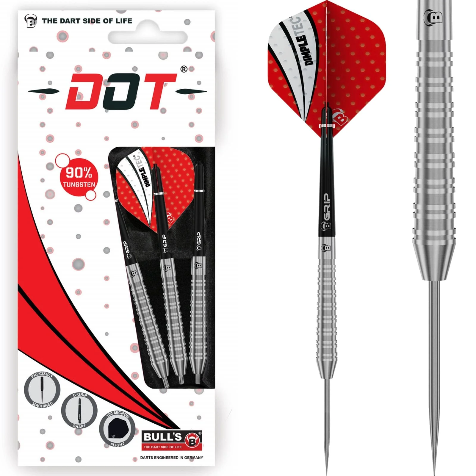BULL'S Dot D3 Darts - Steel Tip - 90% Tungsten - Twin Ring