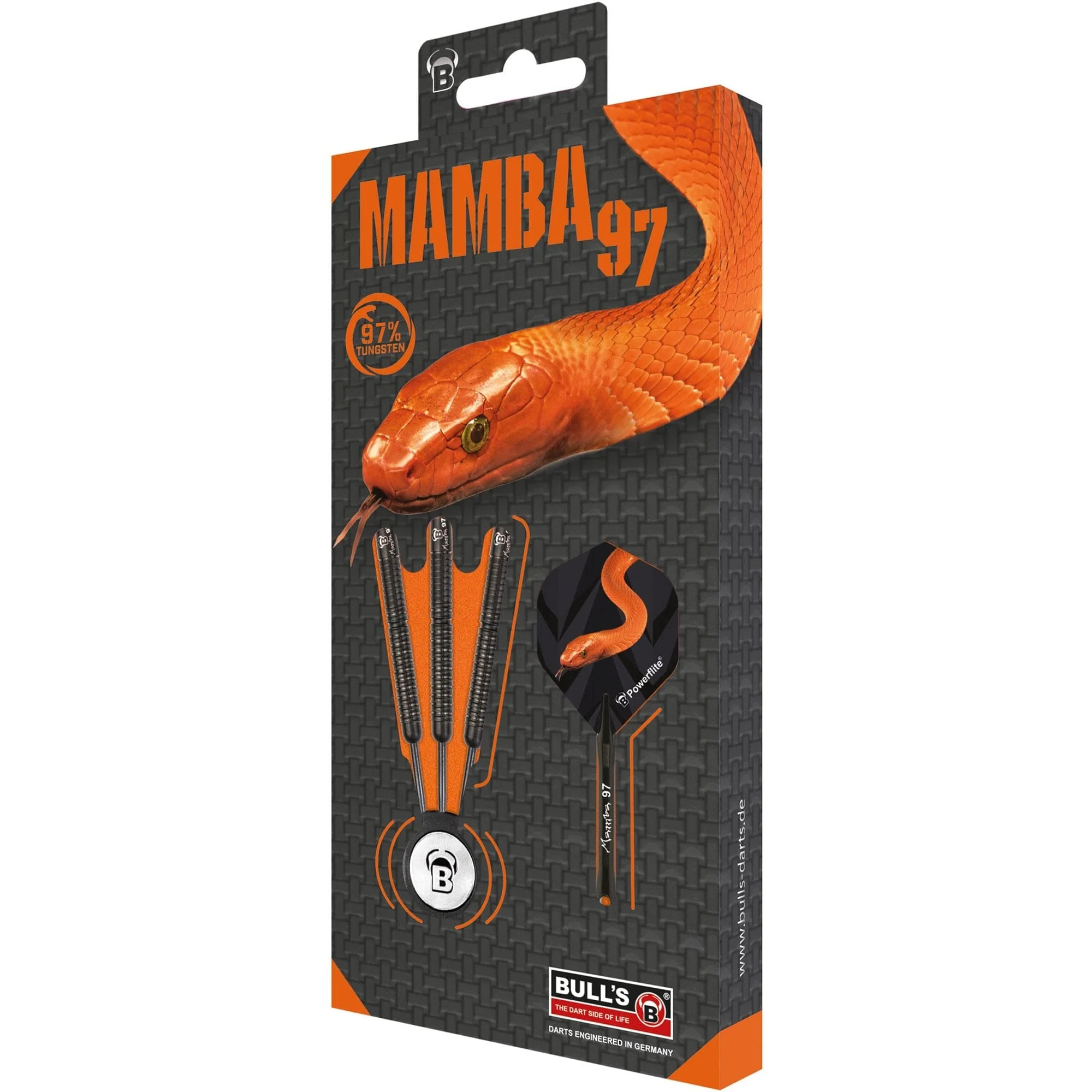 BULL'S Mamba 97 Darts - Steel Tip - M6 - Black Titanium - Image 3