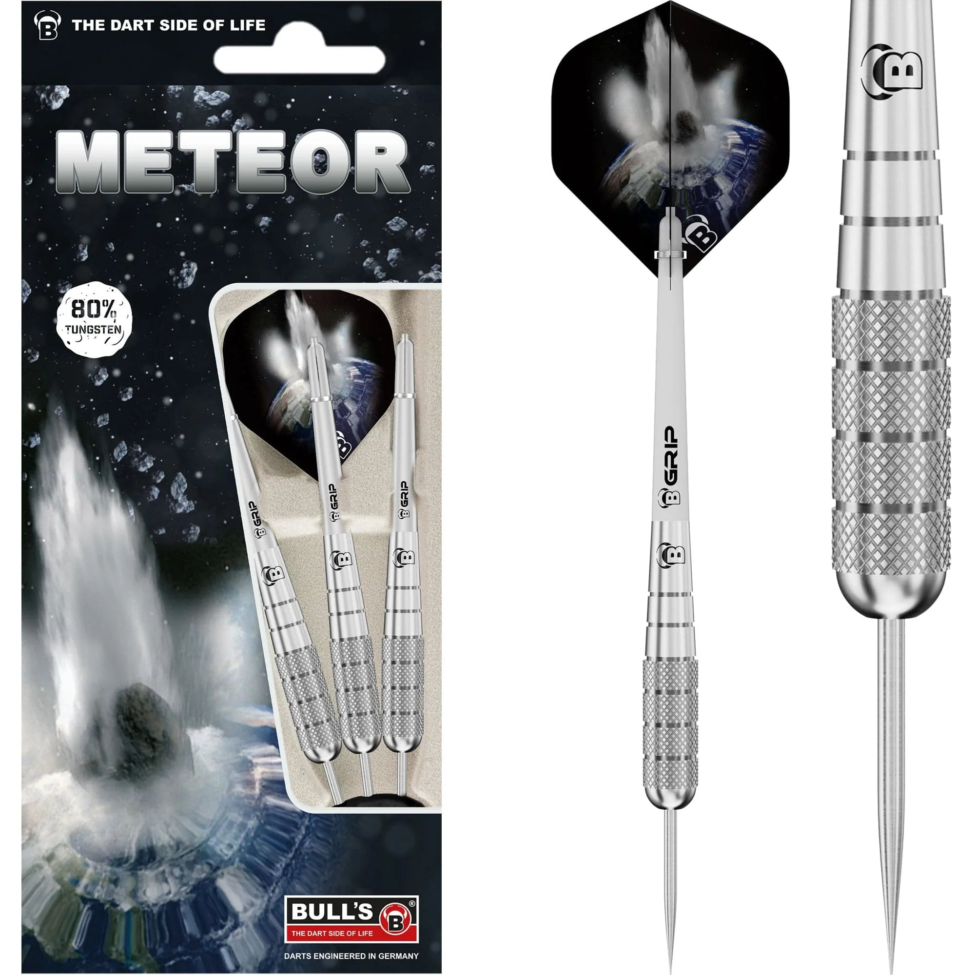 BULL'S Meteor Darts - Steel Tip - 80% Tungsten - MT10 - Front Knurl