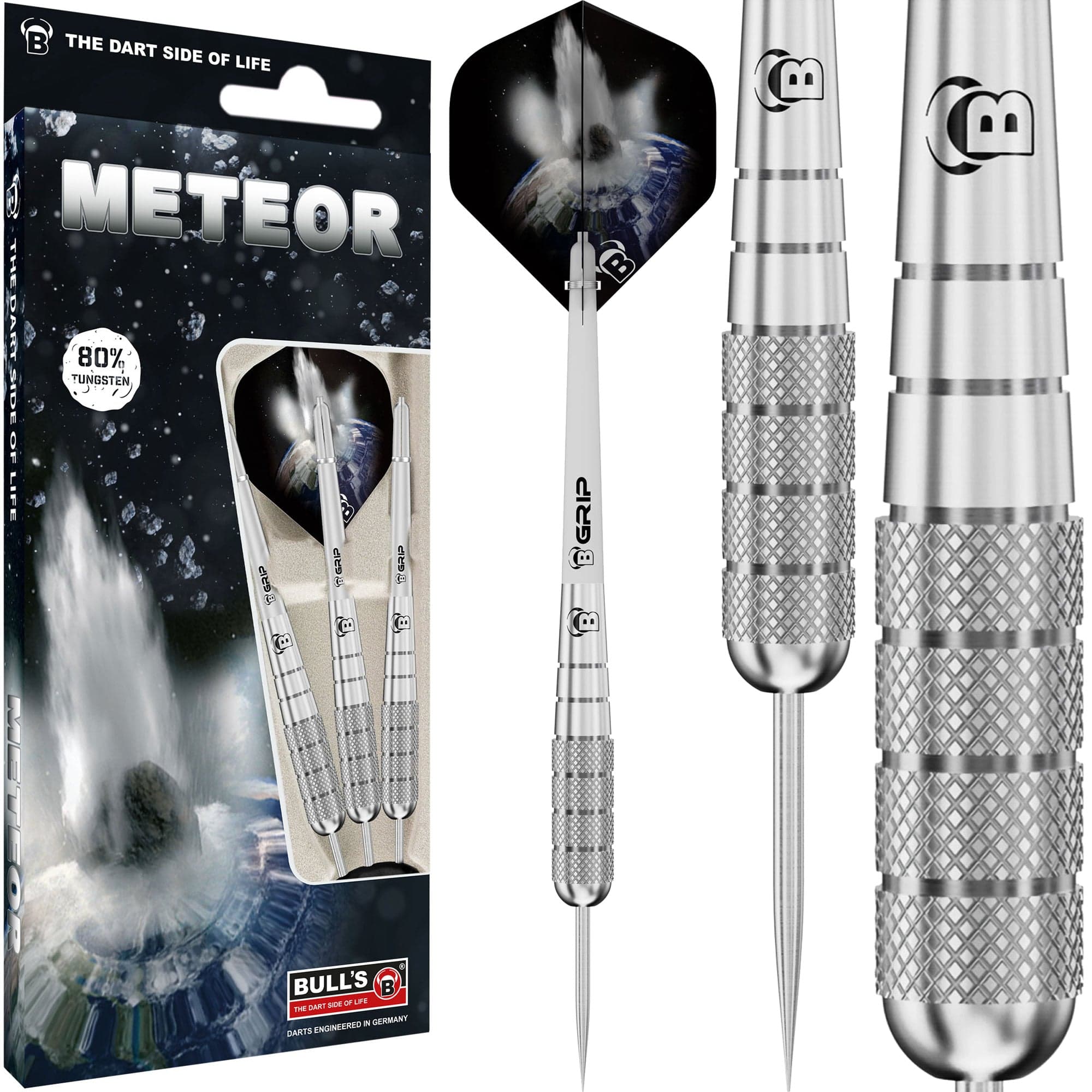 BULL'S Meteor Darts - Steel Tip - 80% Tungsten - MT10 - Front Knurl - Image 2