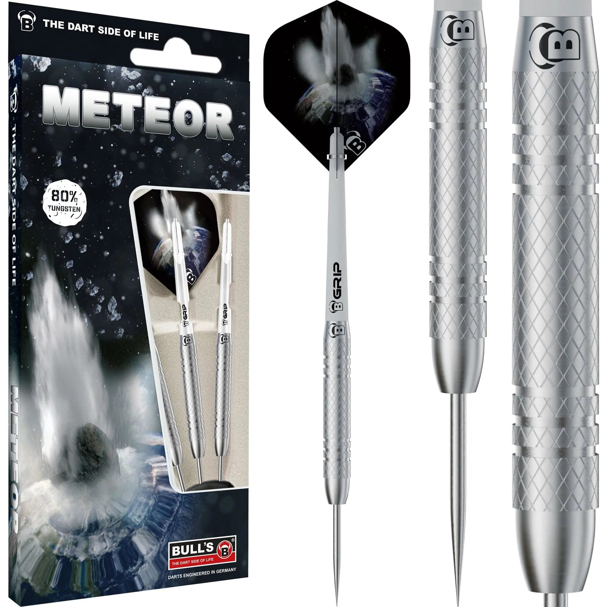 BULL'S Meteor Darts - Steel Tip - 80% Tungsten - MT8 - Fine Knurl - Image 2
