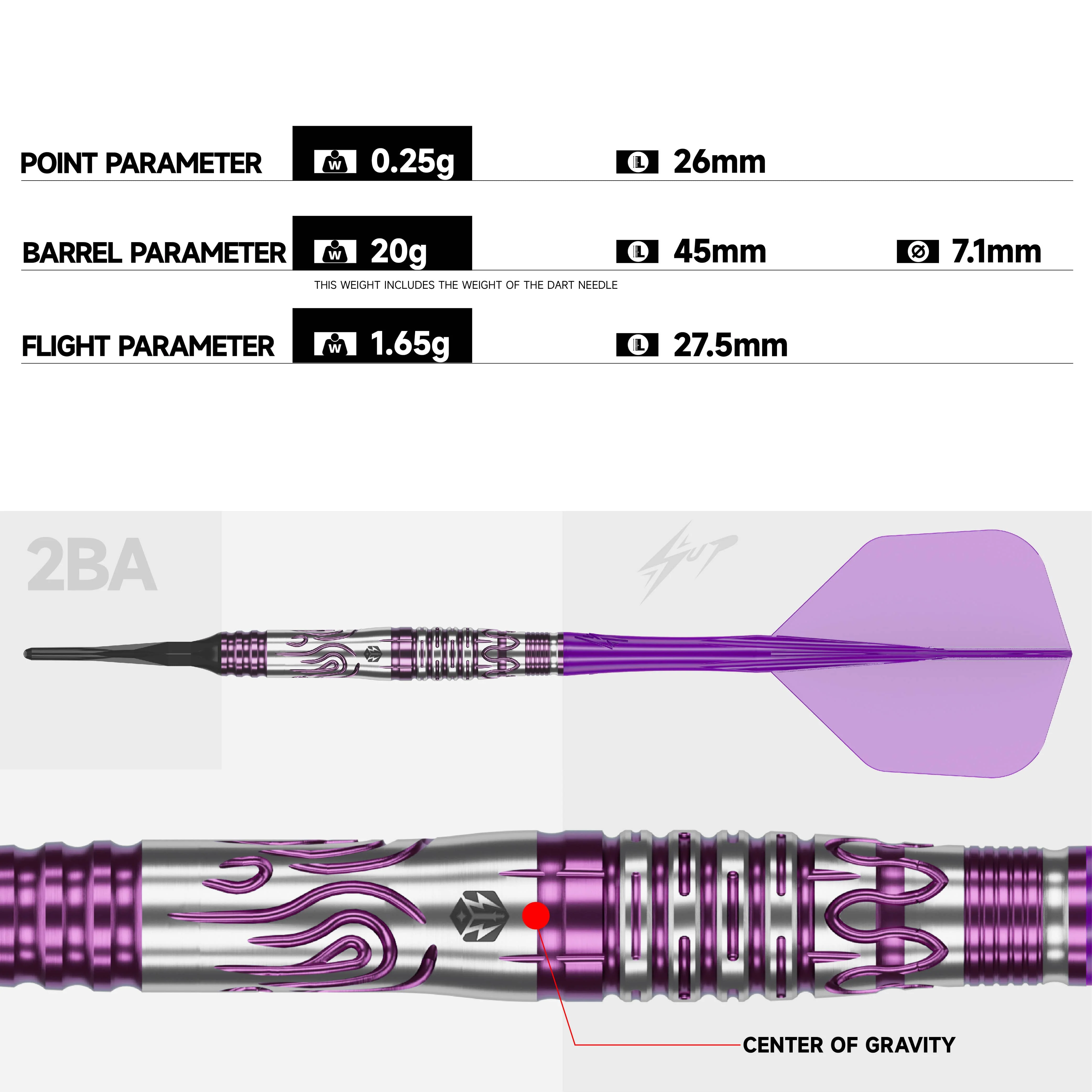Caliburn Awakening Darts - Soft Tip - 90% Tungsten - Rainie - Image 2