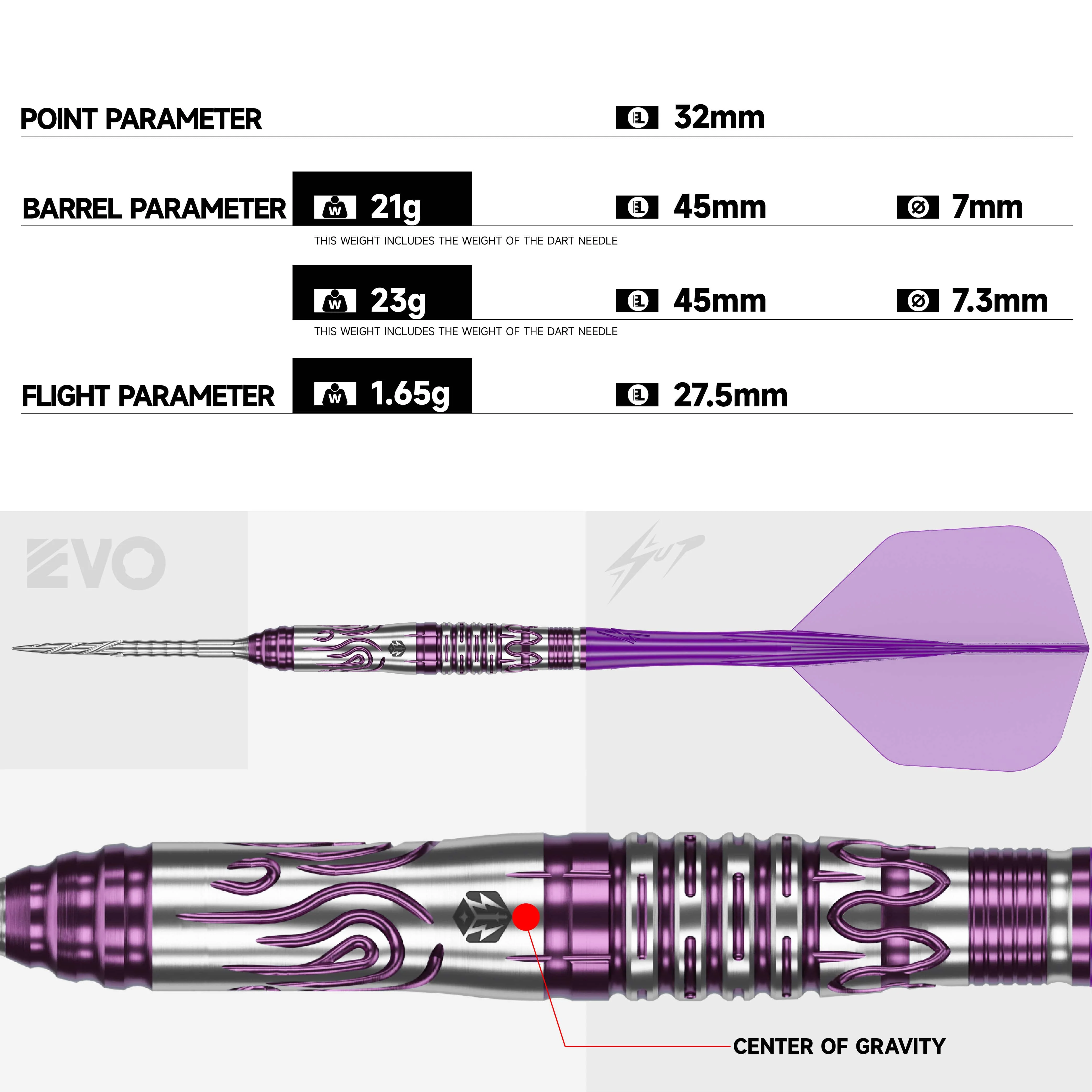 Caliburn Awakening Darts - Steel Tip - 90% Tungsten - Rainie - Image 2
