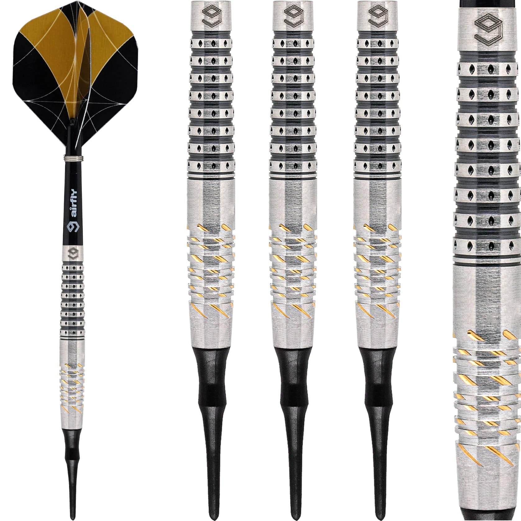 Caliburn Player Darts - Soft Tip - 90% - Silver & Gold - Han - Image 2