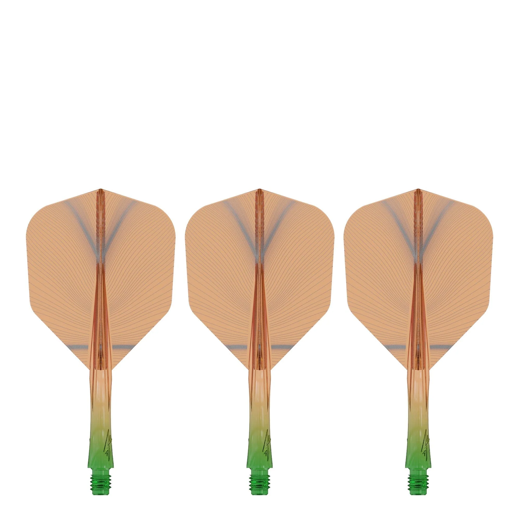 Caliburn SUP Flights - Moulded Shaft and Flight - Standard No6 - Feather - Green & Orange - Image 2