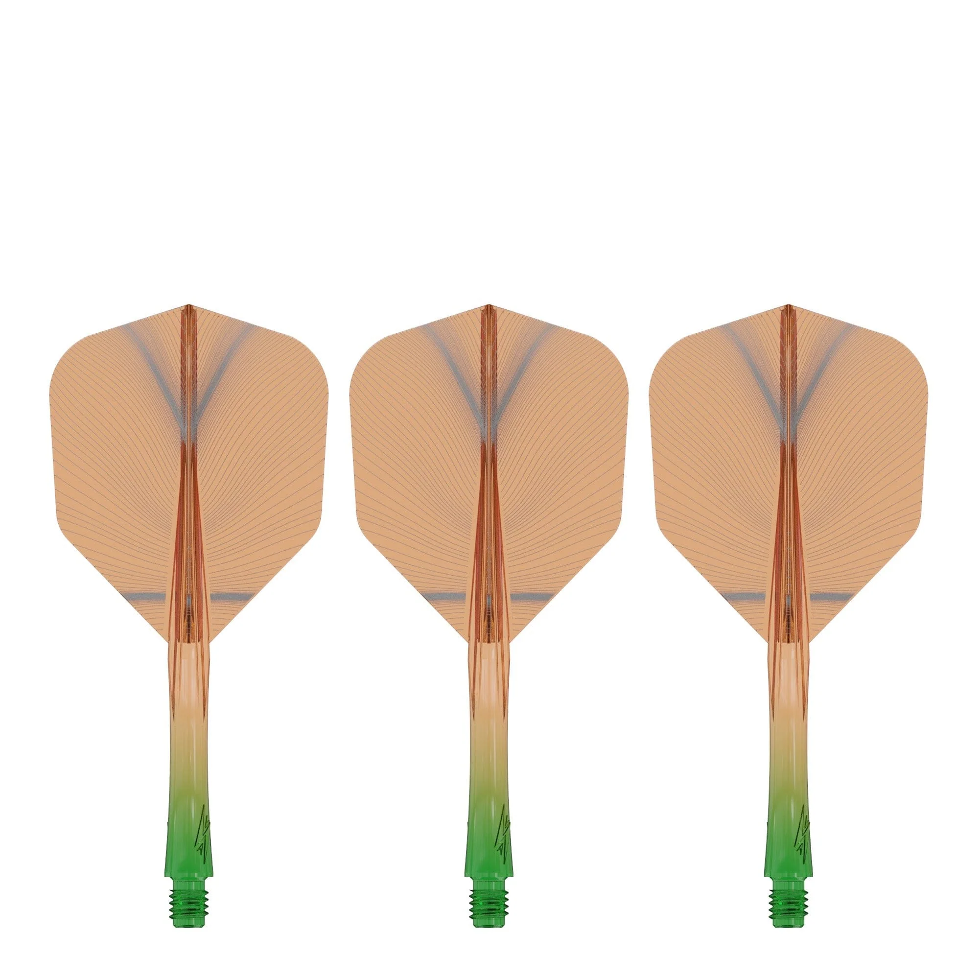 Caliburn SUP Flights - Moulded Shaft and Flight - Standard No6 - Feather - Green & Orange - Image 3