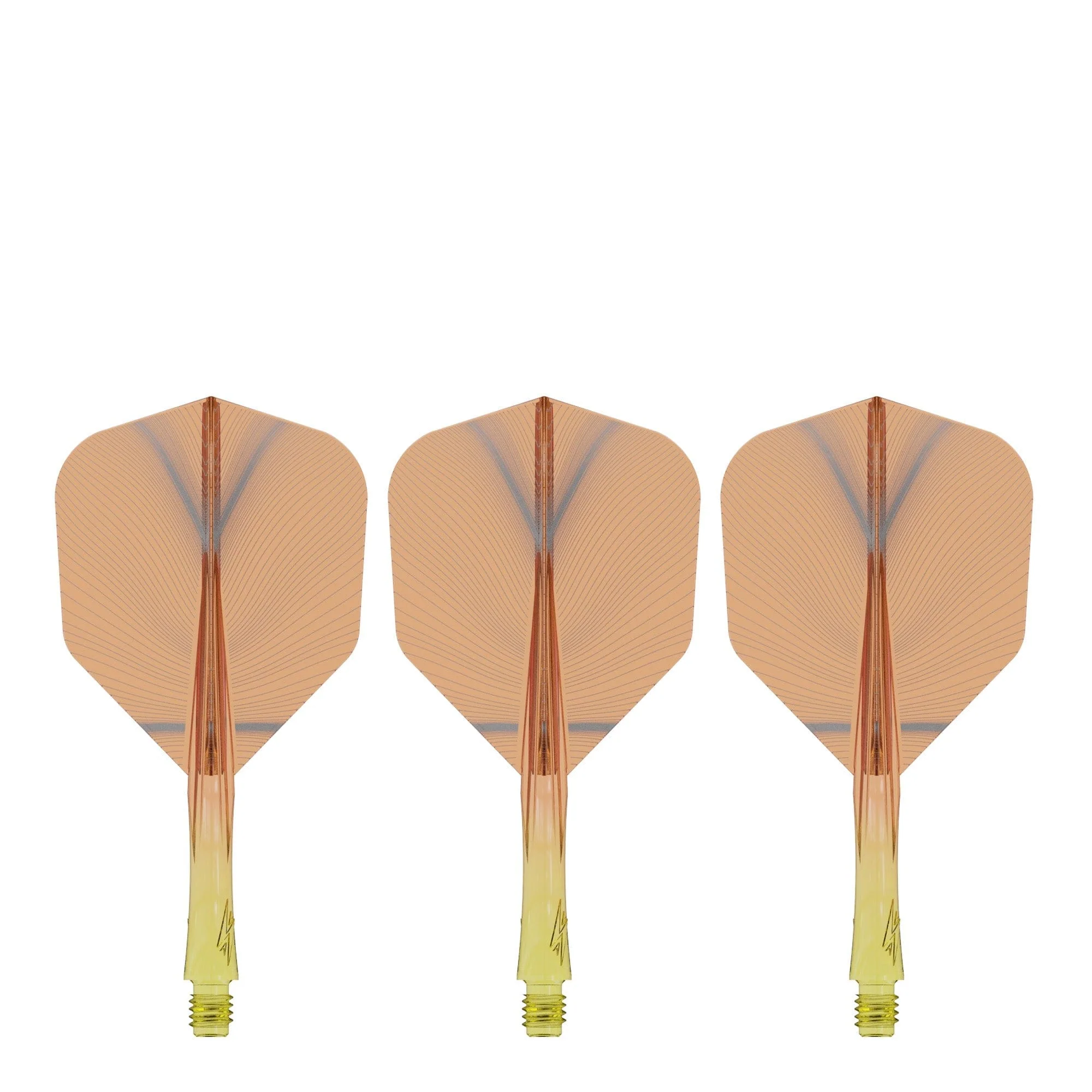 Caliburn SUP Flights - Moulded Shaft and Flight - Standard No6 - Feather - Yellow & Orange - Image 2