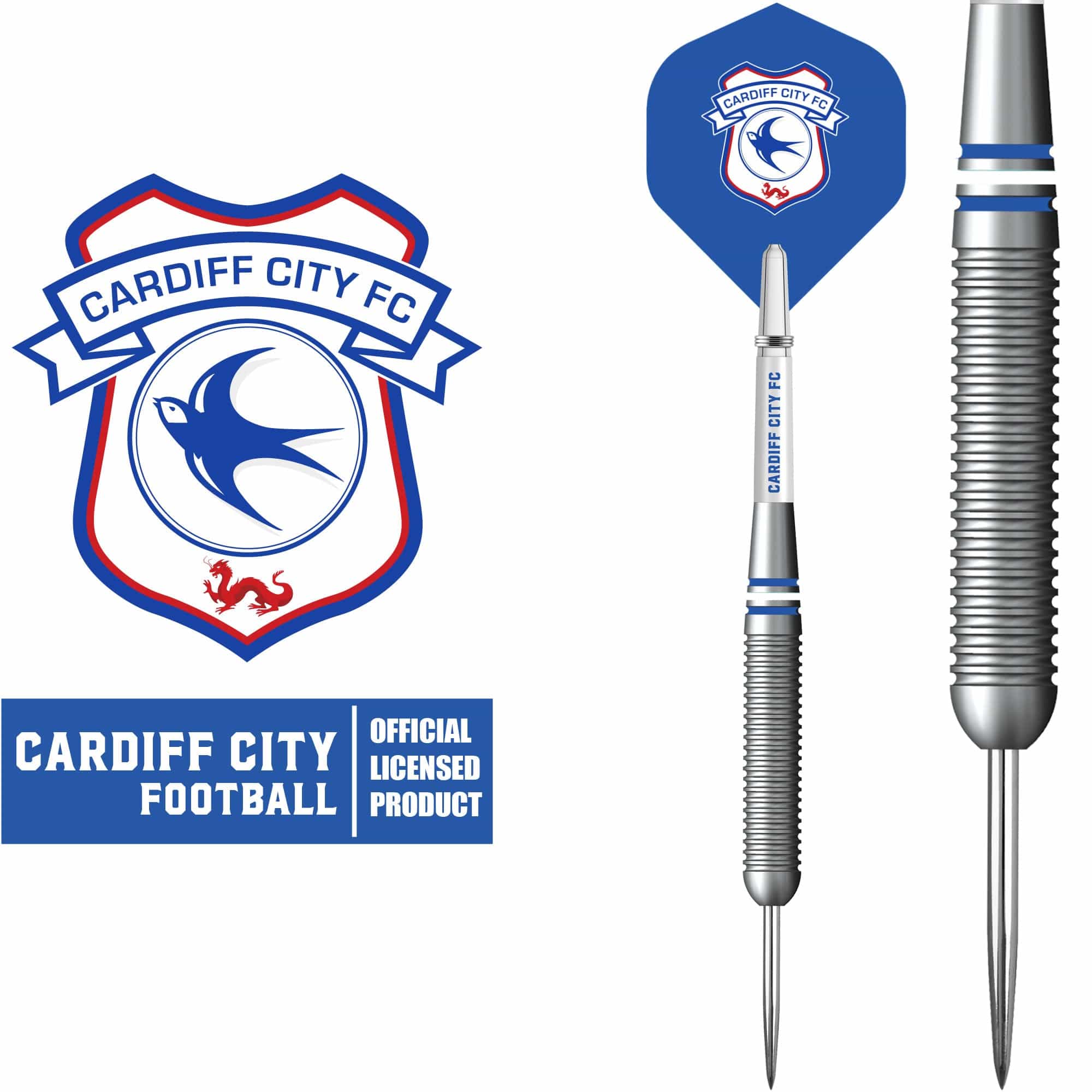 Cardiff City FC - Official Licensed - Steel Tip Darts - Brass - 22g - Image 2