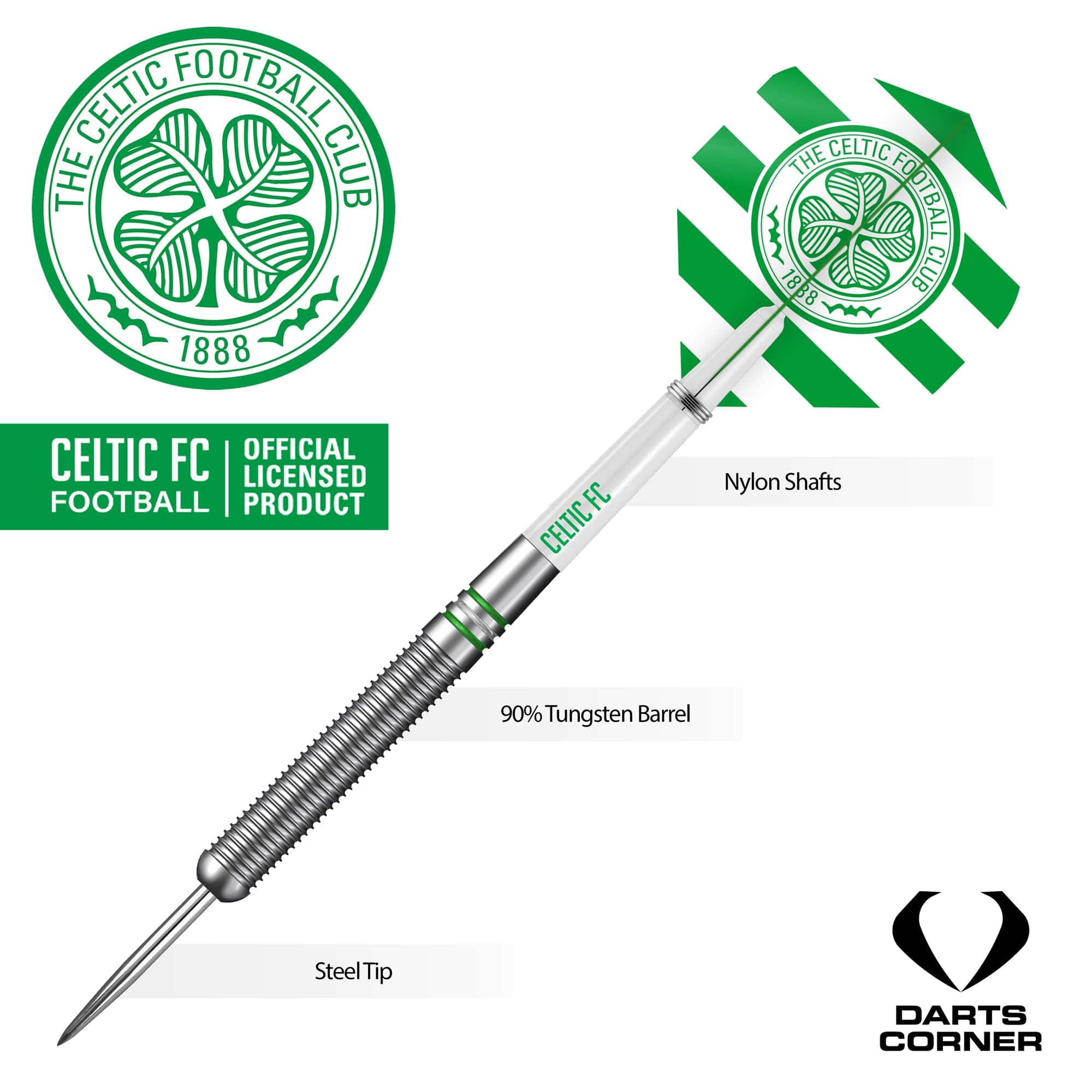 Celtic FC Darts - Steel Tip Tungsten - Official Licensed - Celtic - 24g - Image 3