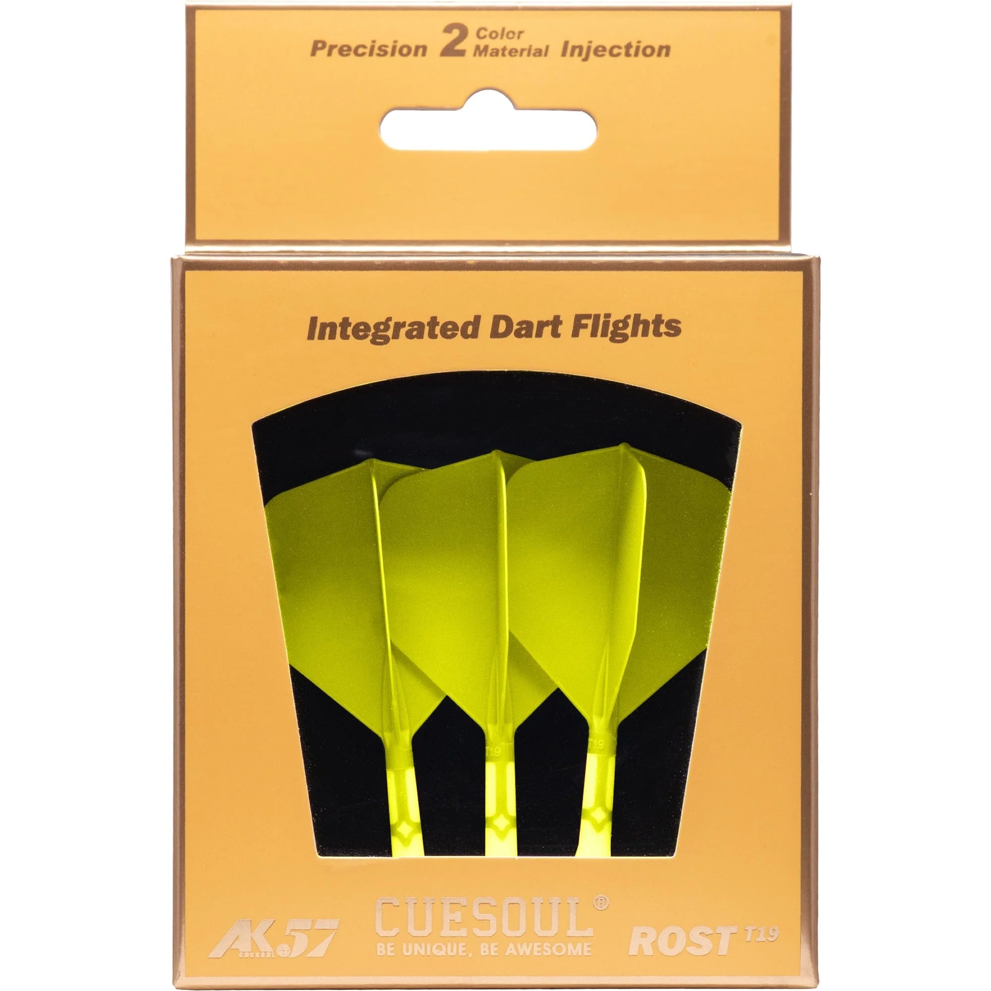 Cuesoul Rost T19 Integrated Dart Shaft and Flights - Big Wing - White with Yellow Flight - Image 7