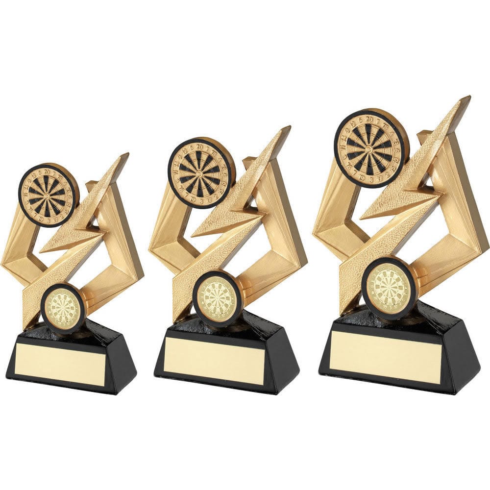 Dartboard on Bolt Pentagon Darts Trophy - Gold-Black - 3 Sizes - Image 2