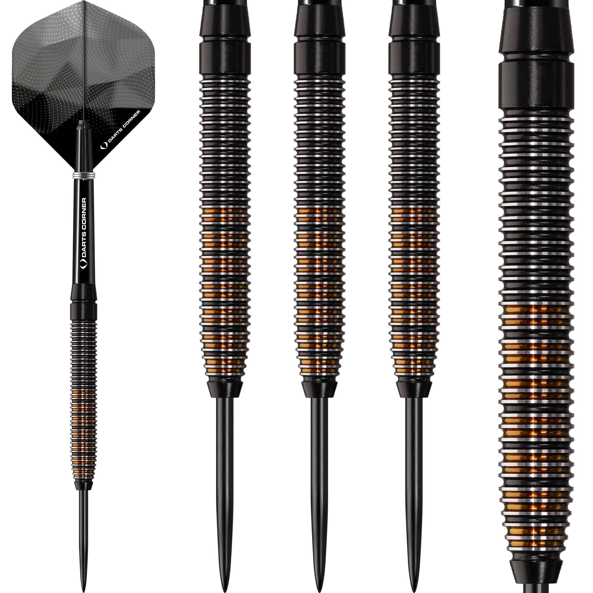 *Darts Corner Black Rebel Darts - Steel Tip Tungsten - Black with Gold