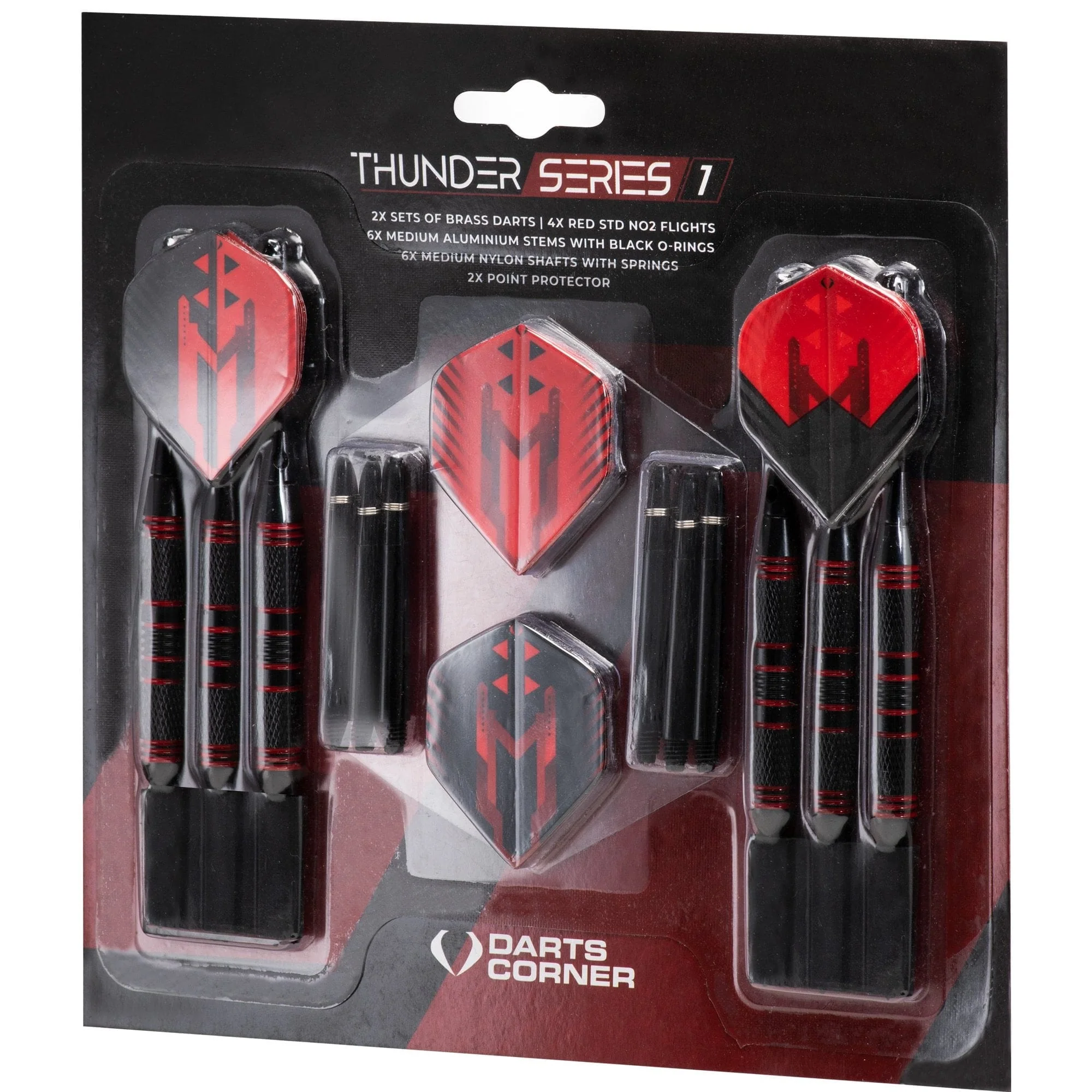 Darts Corner - Thunder Series 1 - Steel Tip Brass - 2 Sets Darts - M2 - Black & Red - 24g - Image 2