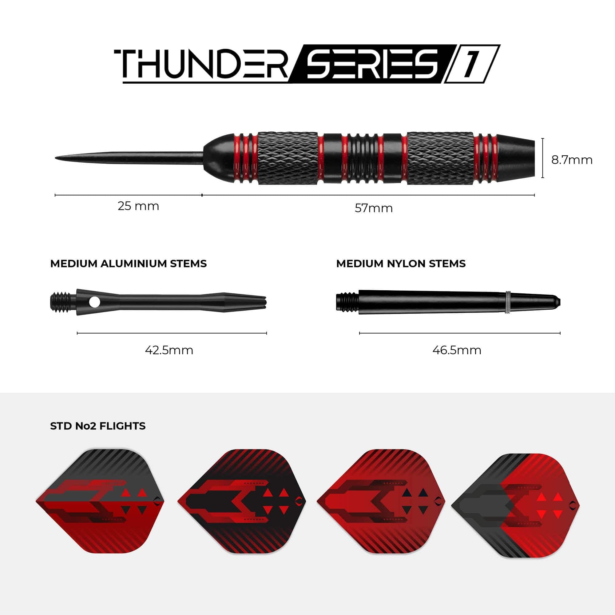 Darts Corner - Thunder Series 1 - Steel Tip Brass - 2 Sets Darts - M2 - Black & Red - 24g - Image 3