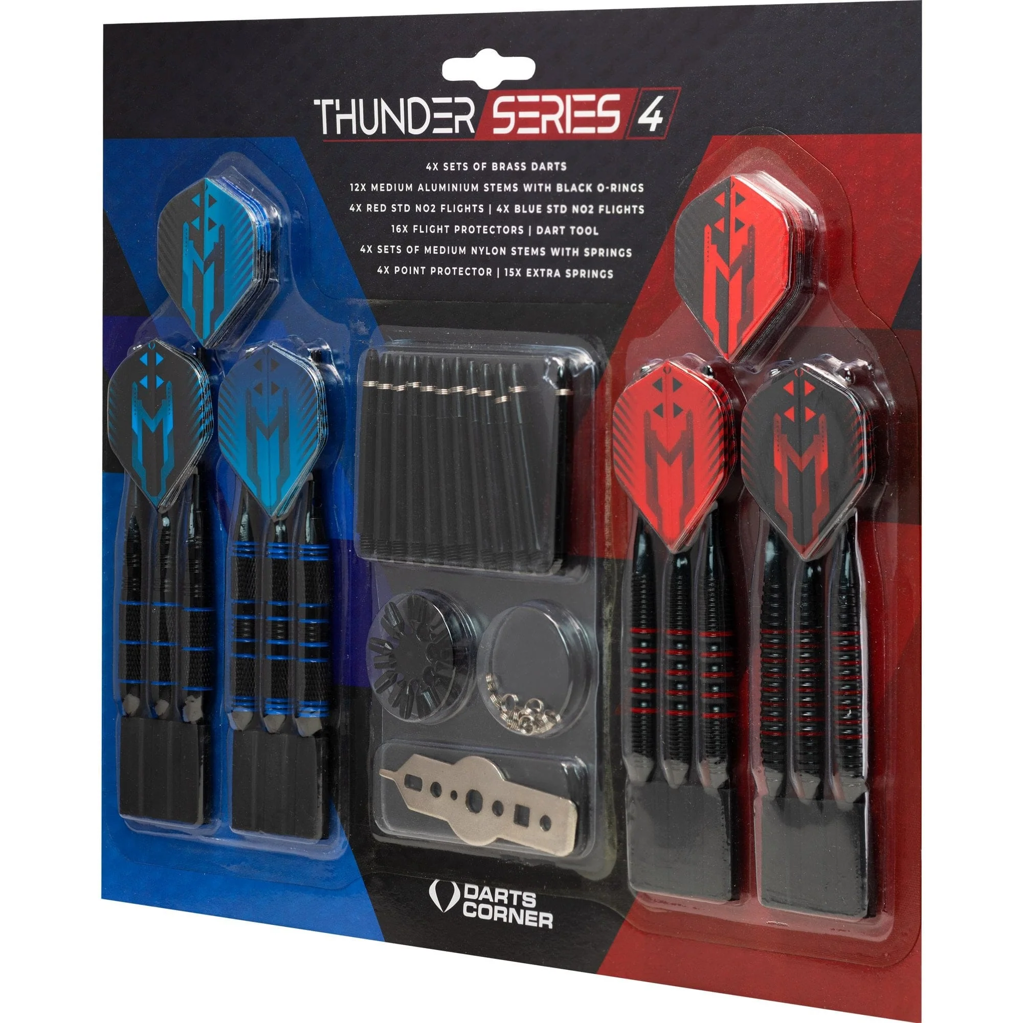 *Darts Corner - Thunder Series 4 - Steel Tip Brass - 4 Sets Darts - Blue & Red - 21g 22g 23g 24g - Image 4