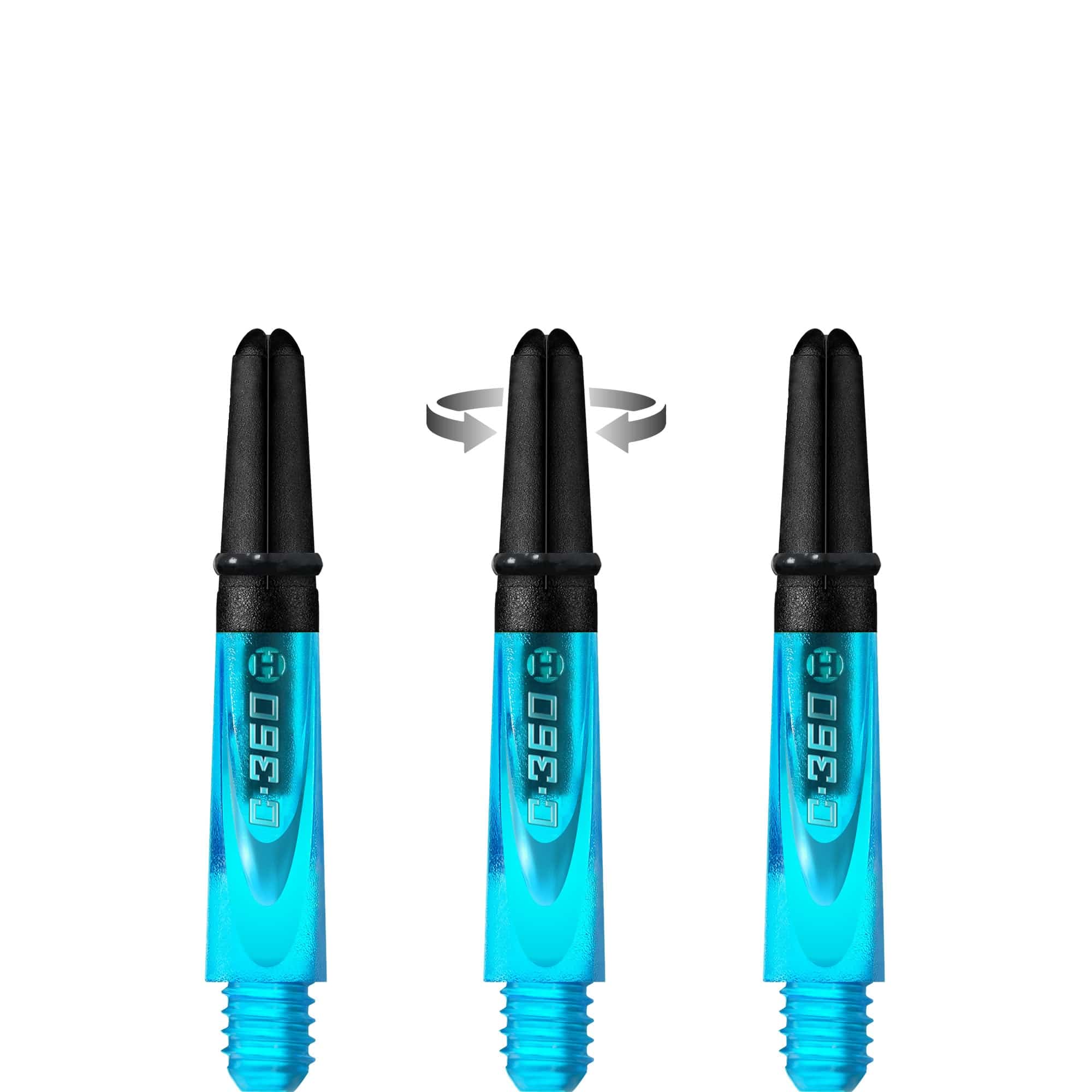 *Harrows Carbon 360 Shafts - Polycarbonate Dart Stems with Carbon Top - Aqua Blue