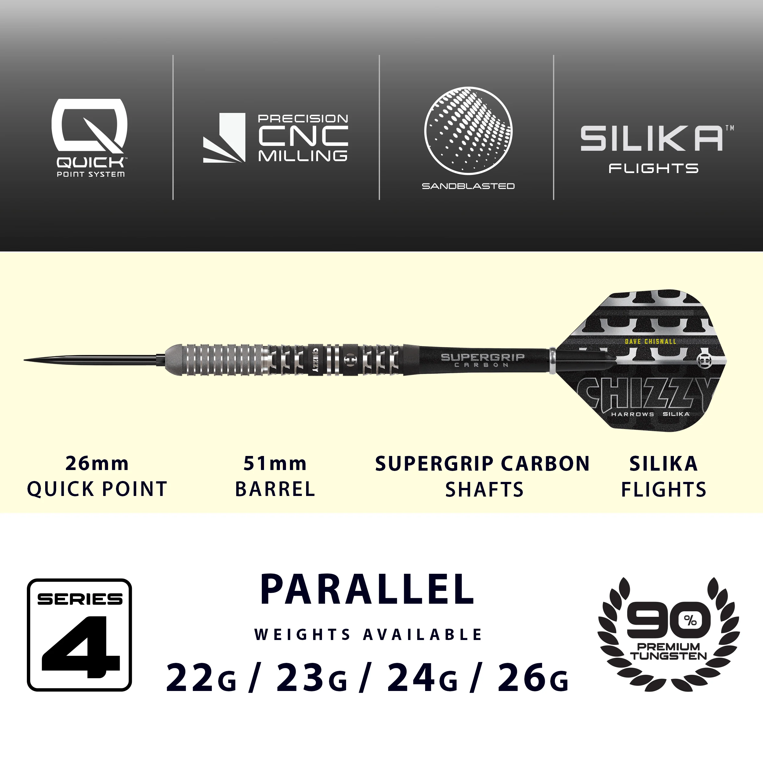 Harrows Dave Chisnall Darts - Steel Tip - 90% Tungsten - Series 4 - Image 4