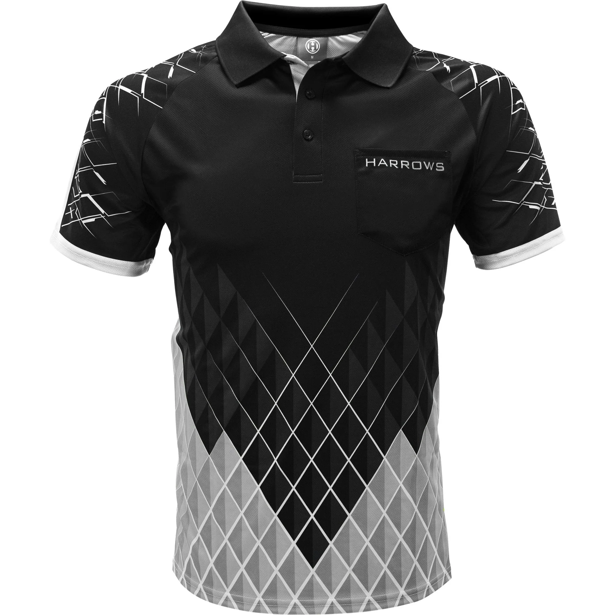 *Harrows Paragon Dart Shirt - with Pocket - Black & White - Image 2