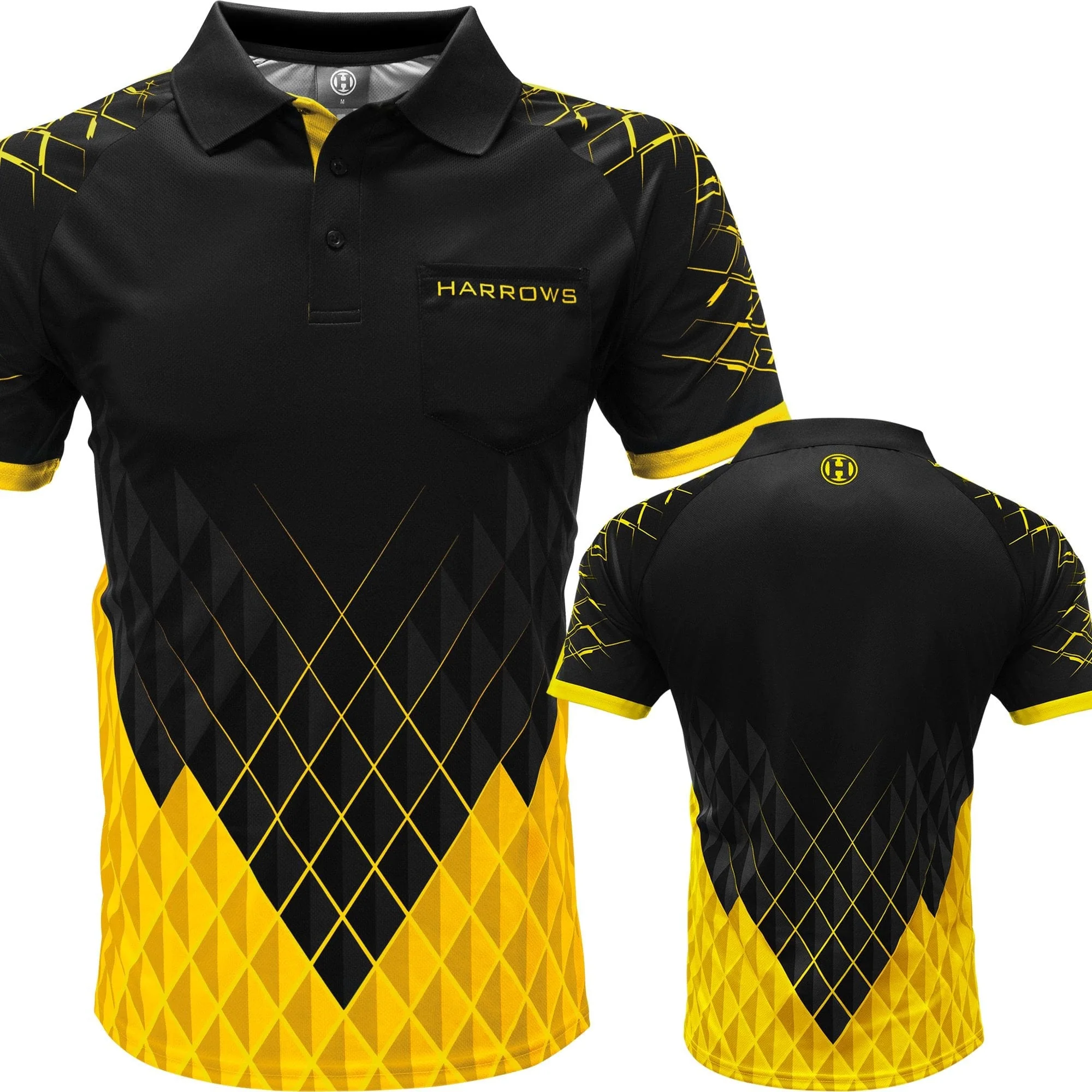 *Harrows Paragon Dart Shirt - with Pocket - Black & Yellow