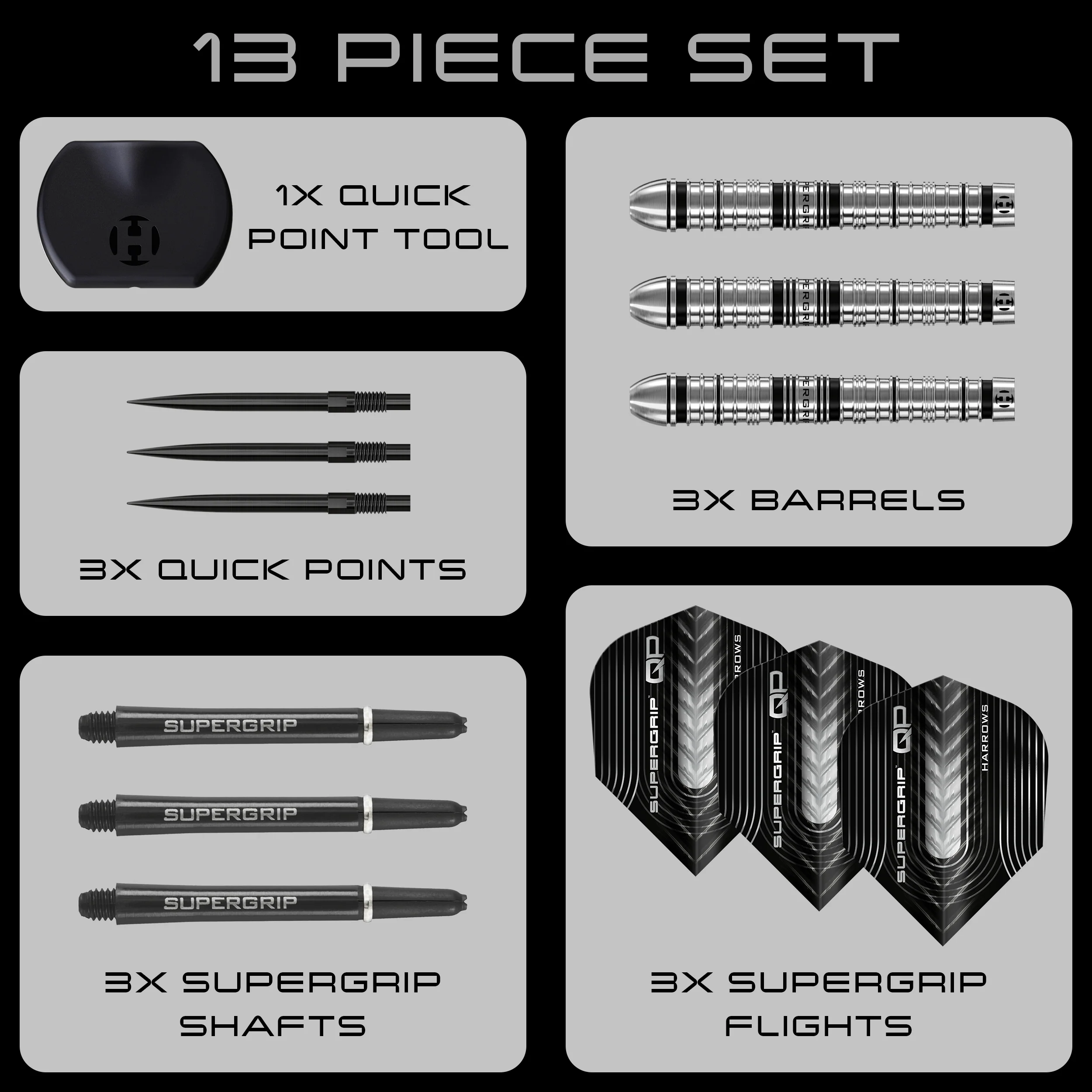 Harrows Supergrip QP Darts - Steel Tip - 90% Tungsten - Image 6