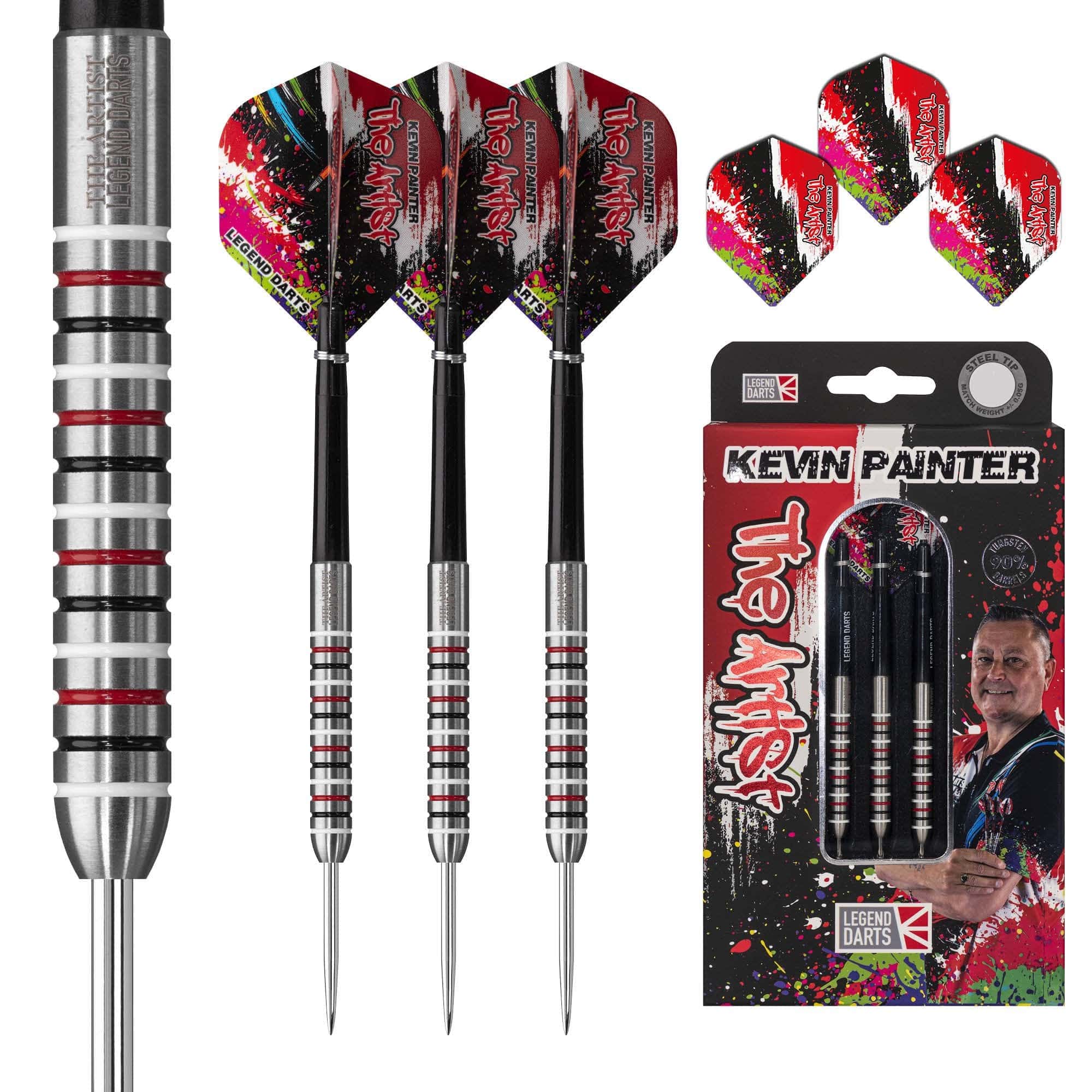 Legend Darts - Steel Tip - 90% Tungsten - Ringed - The Artist - Kevin Painter - Image 2