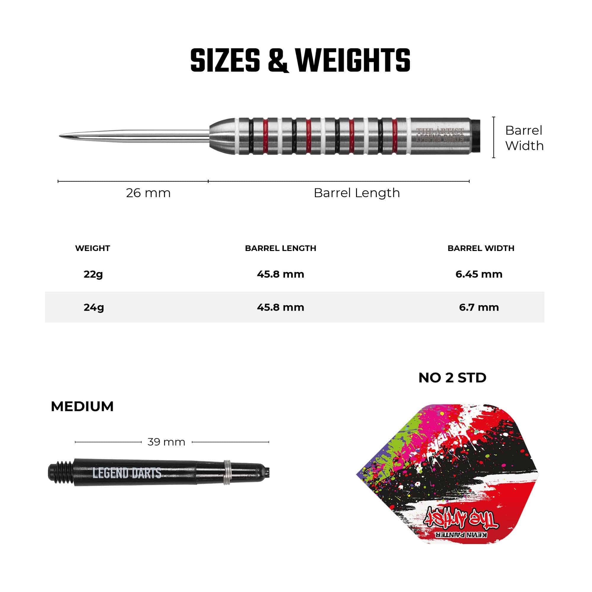 Legend Darts - Steel Tip - 90% Tungsten - Ringed - The Artist - Kevin Painter - Image 3