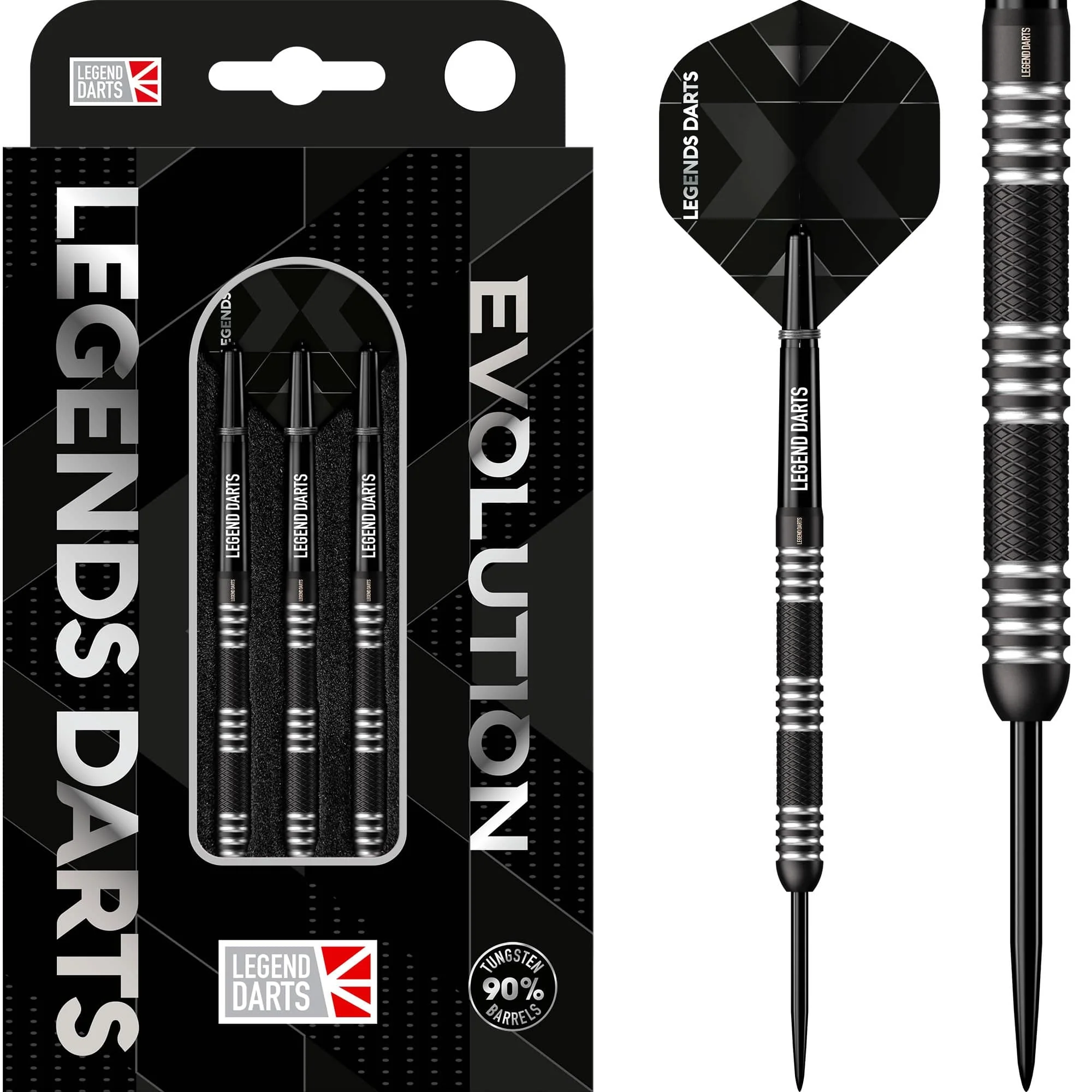 *Legend Darts - Steel Tip - Revolution Series - B02 - Black - Straight Knurled