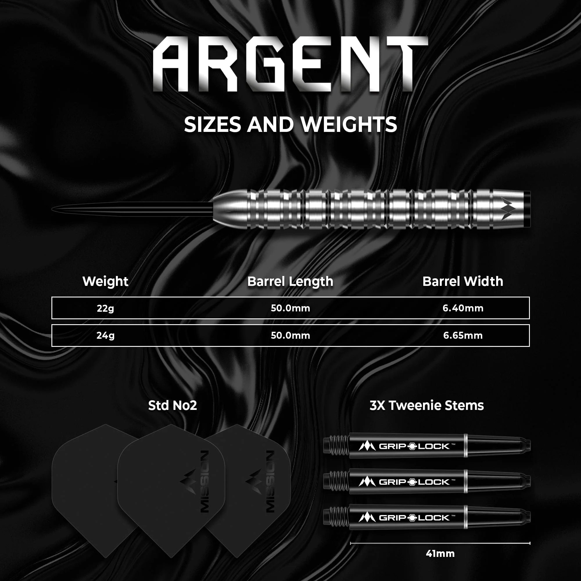 Mission Argent Darts - Steel Tip - 90% Tungsten - Silver - Image 4