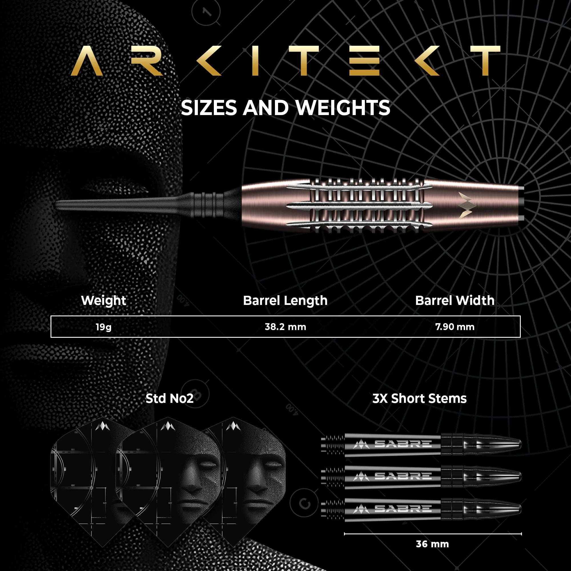 Mission Arkitekt Darts - Soft Tip - 90% Tungsten - Bronze Silica PVD - 19g - Image 5