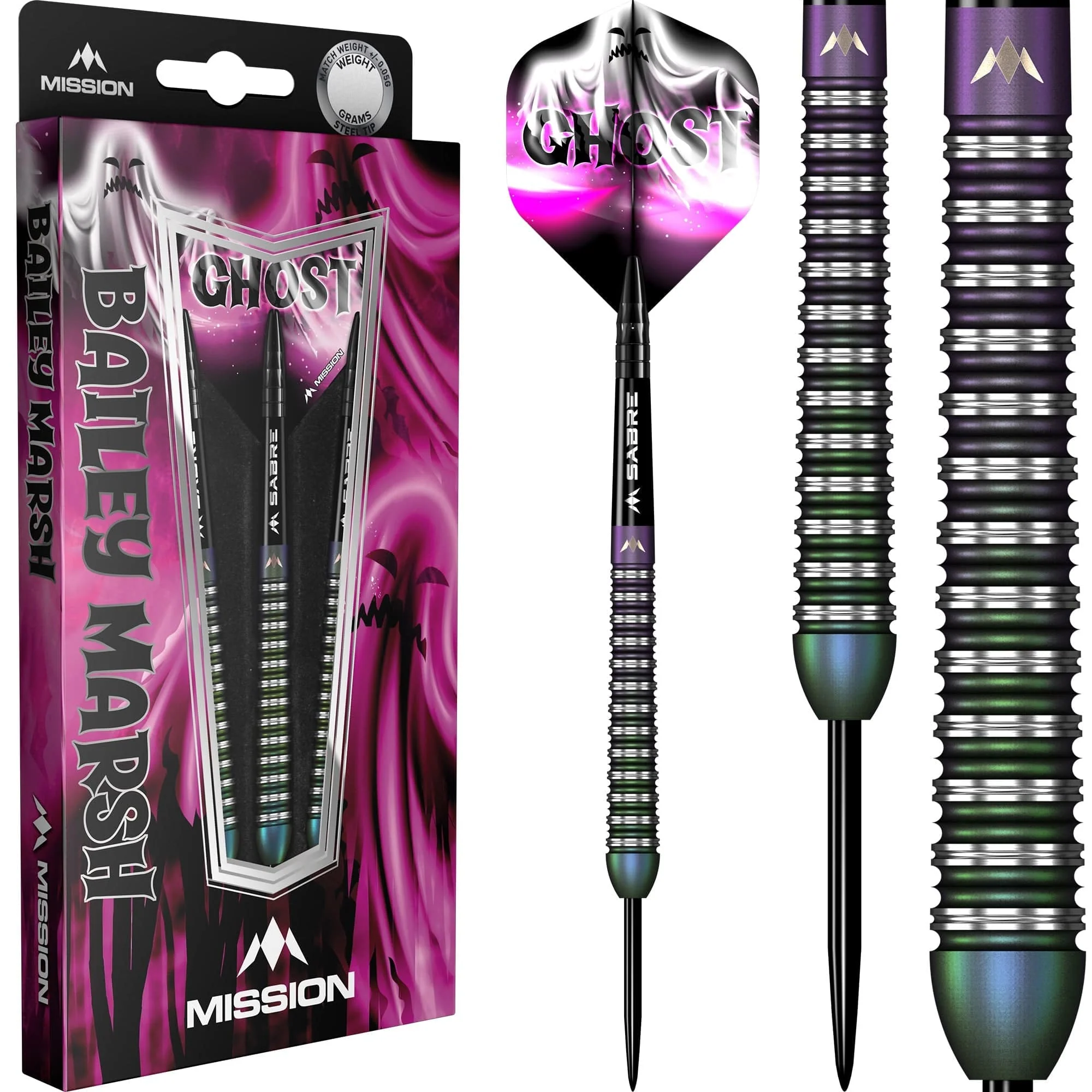 *Mission Bailey Marsh Darts - Steel Tip - 90% - Coral PVD Coating - Ghost - Image 2
