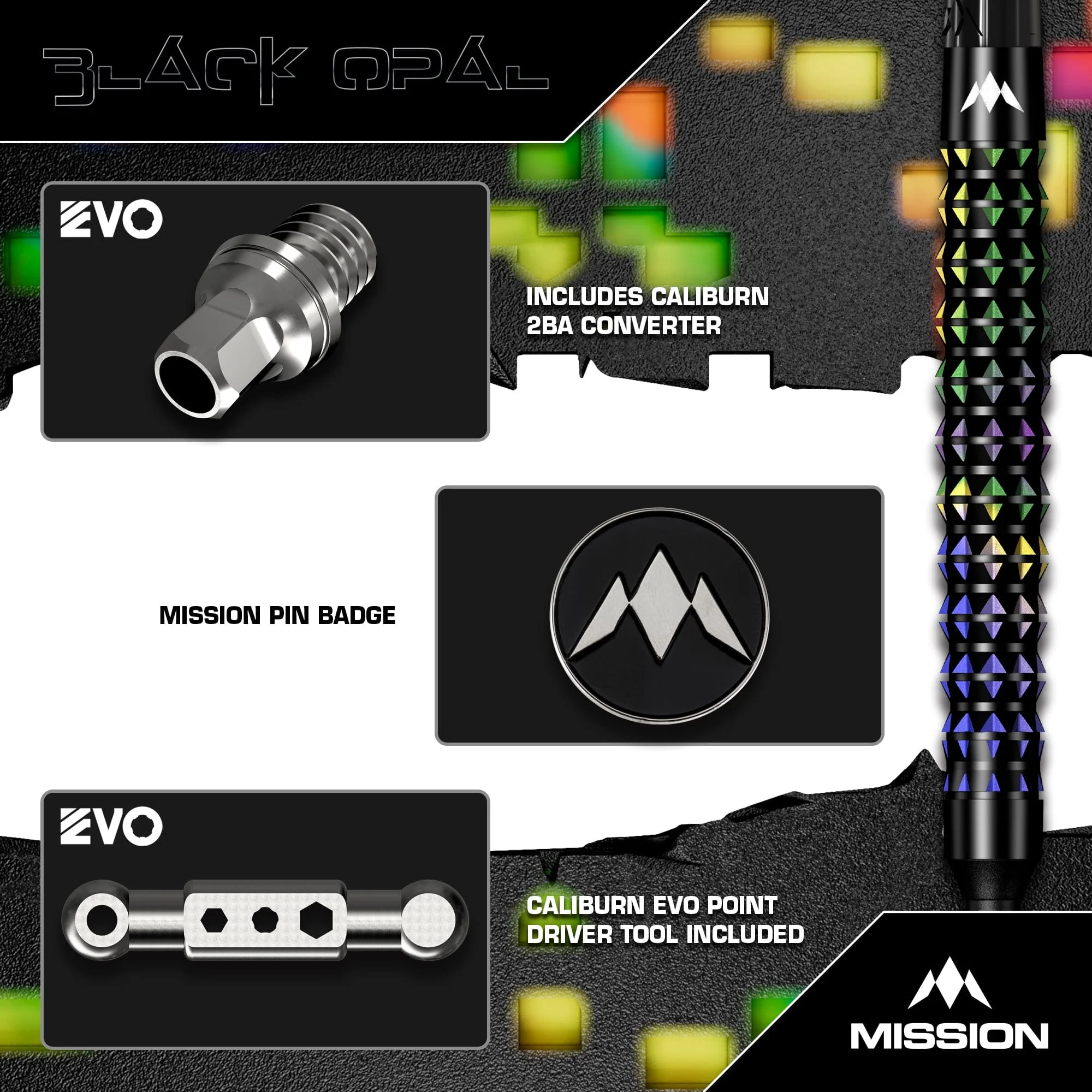 Mission Black Opal Darts - Soft Tip - 95% Tungsten - Black & Coral PVD - Image 5