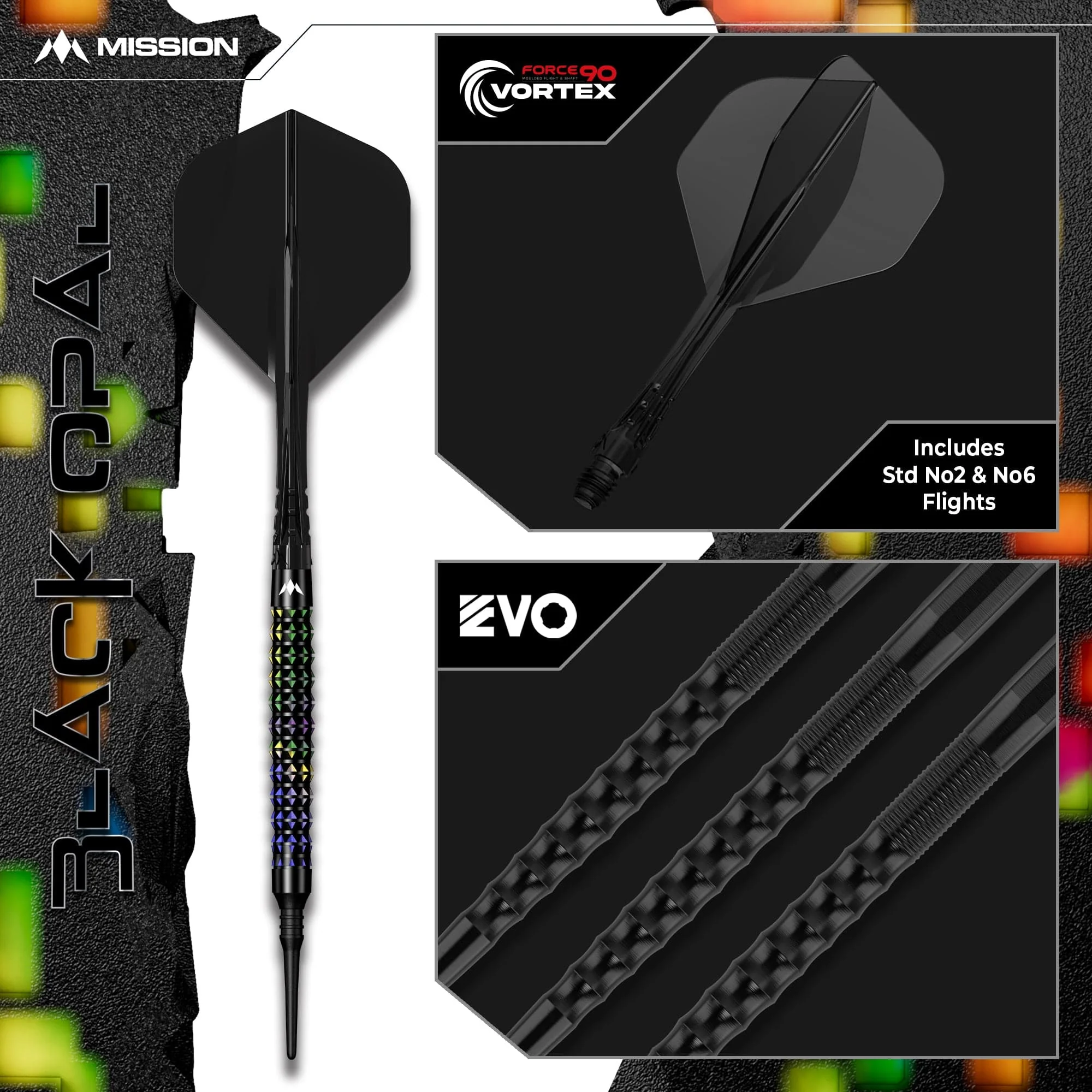 Mission Black Opal Darts - Soft Tip - 95% Tungsten - Black & Coral PVD - Image 7
