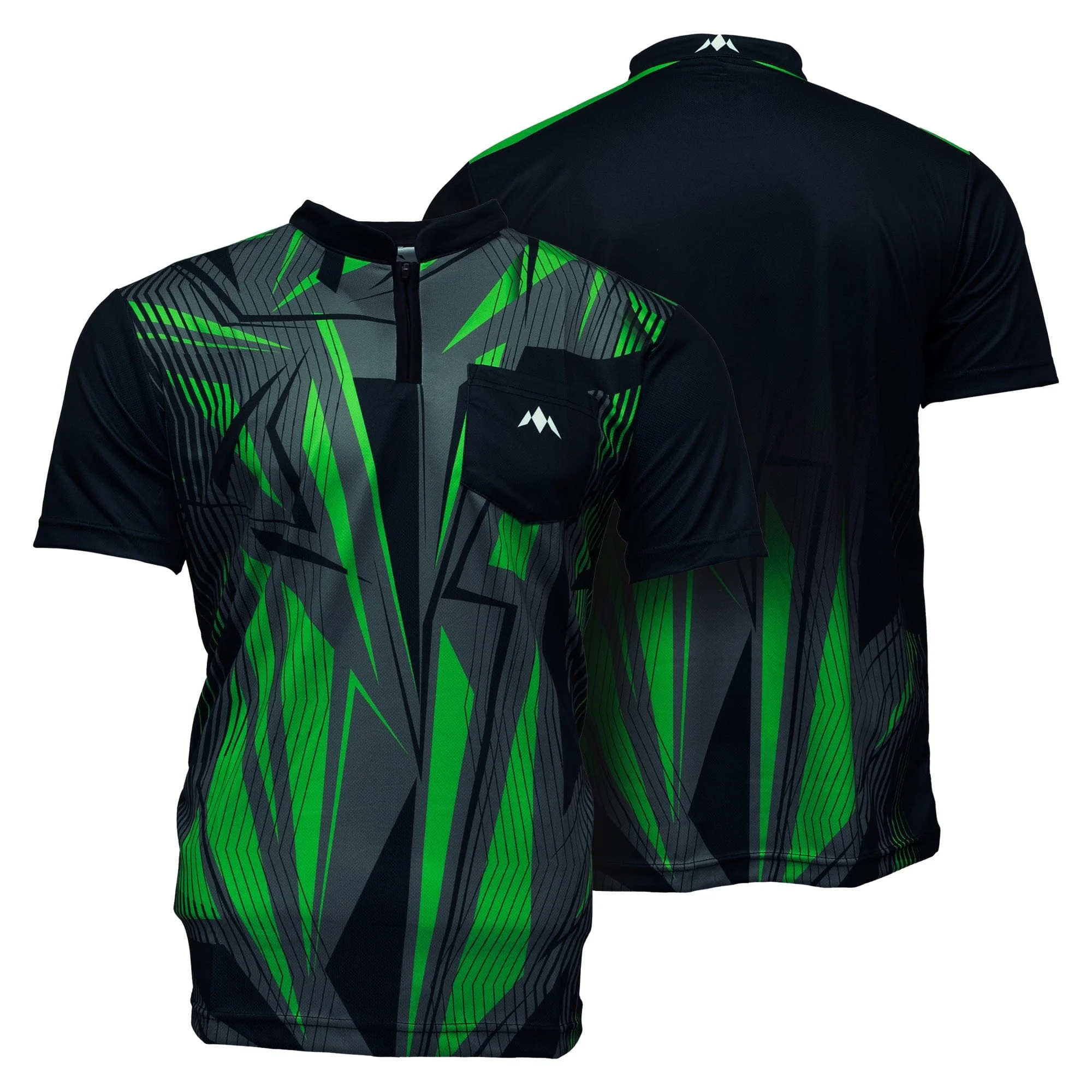 *Mission Darts Flint Dart Shirt - Collarless - Lightweight - Black & Green