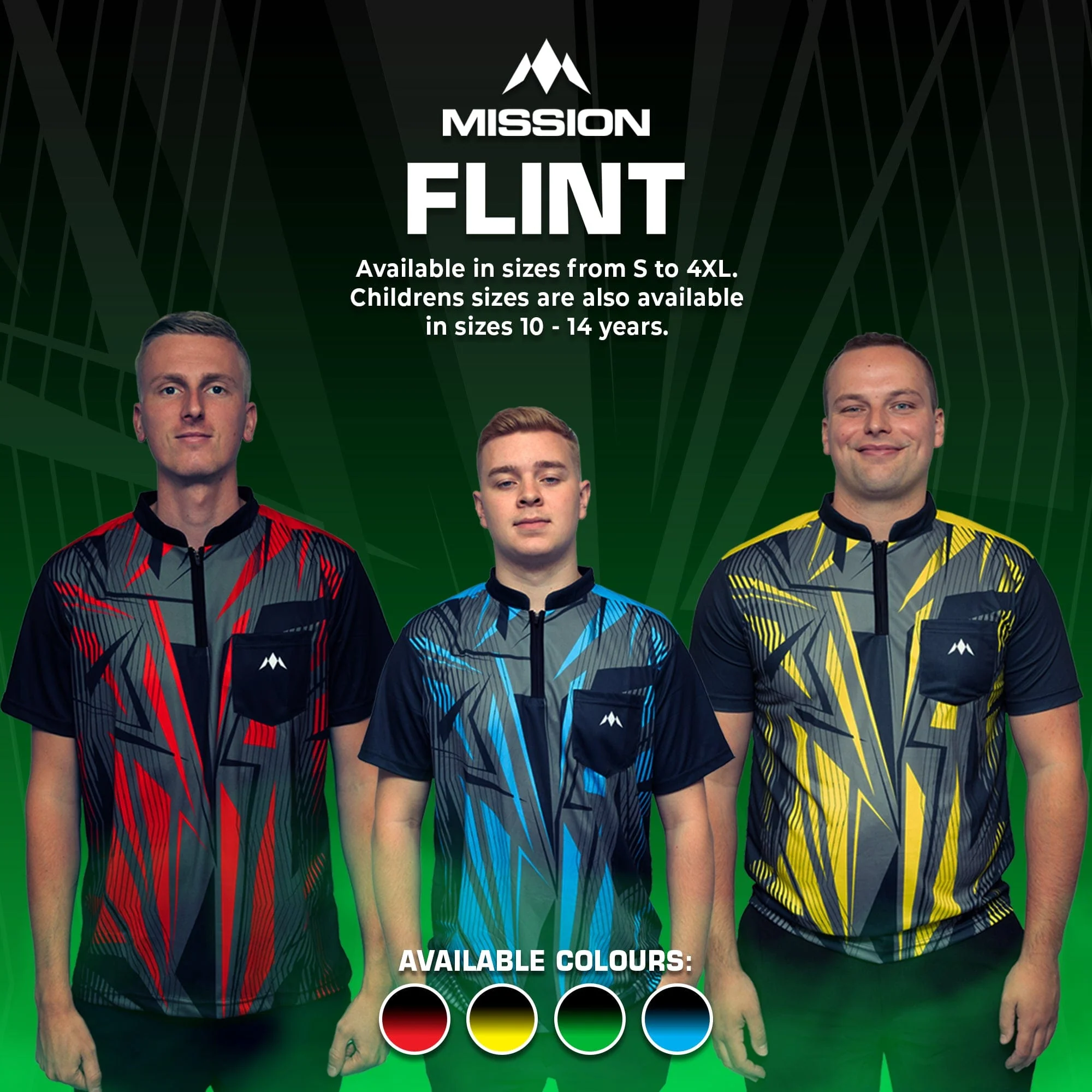 *Mission Darts Flint Dart Shirt - Collarless - Lightweight - Black & Green - Image 6