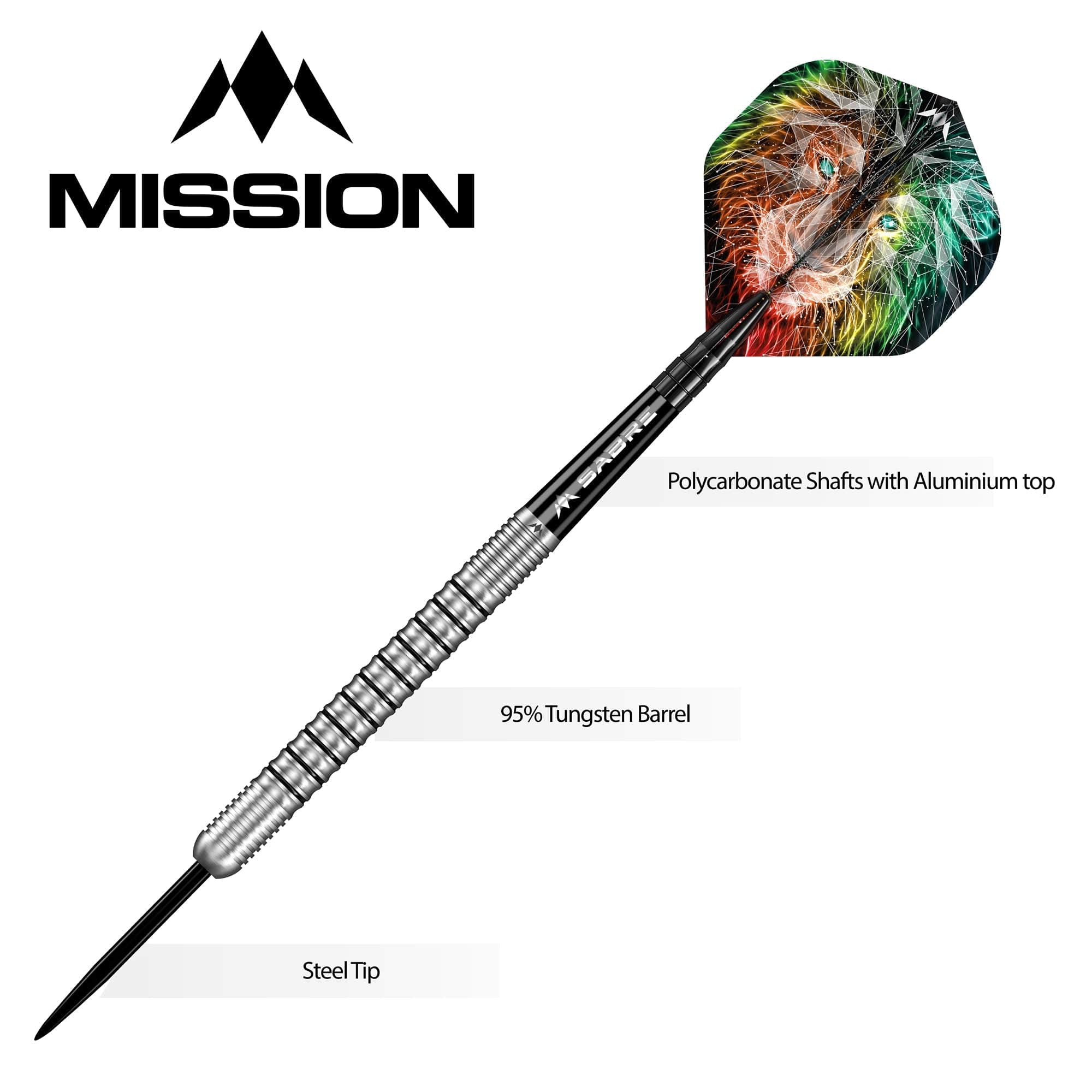 Mission Dominik Grüllich Darts - Steel Tip - 95% Tungsten - Silver-Black Rings - Image 3