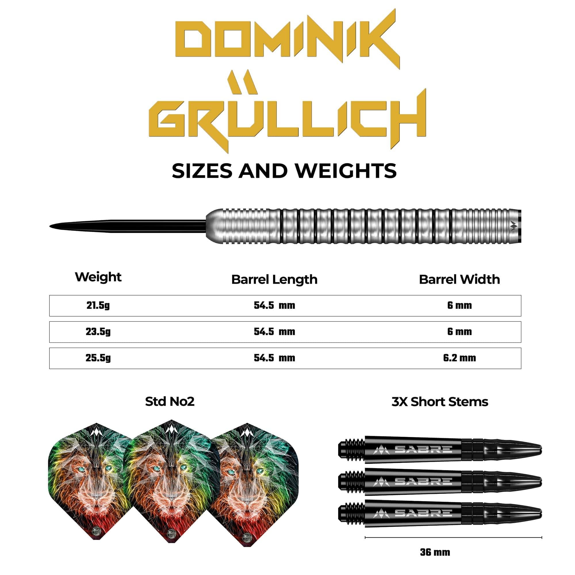 Mission Dominik Grüllich Darts - Steel Tip - 95% Tungsten - Silver-Black Rings - Image 4