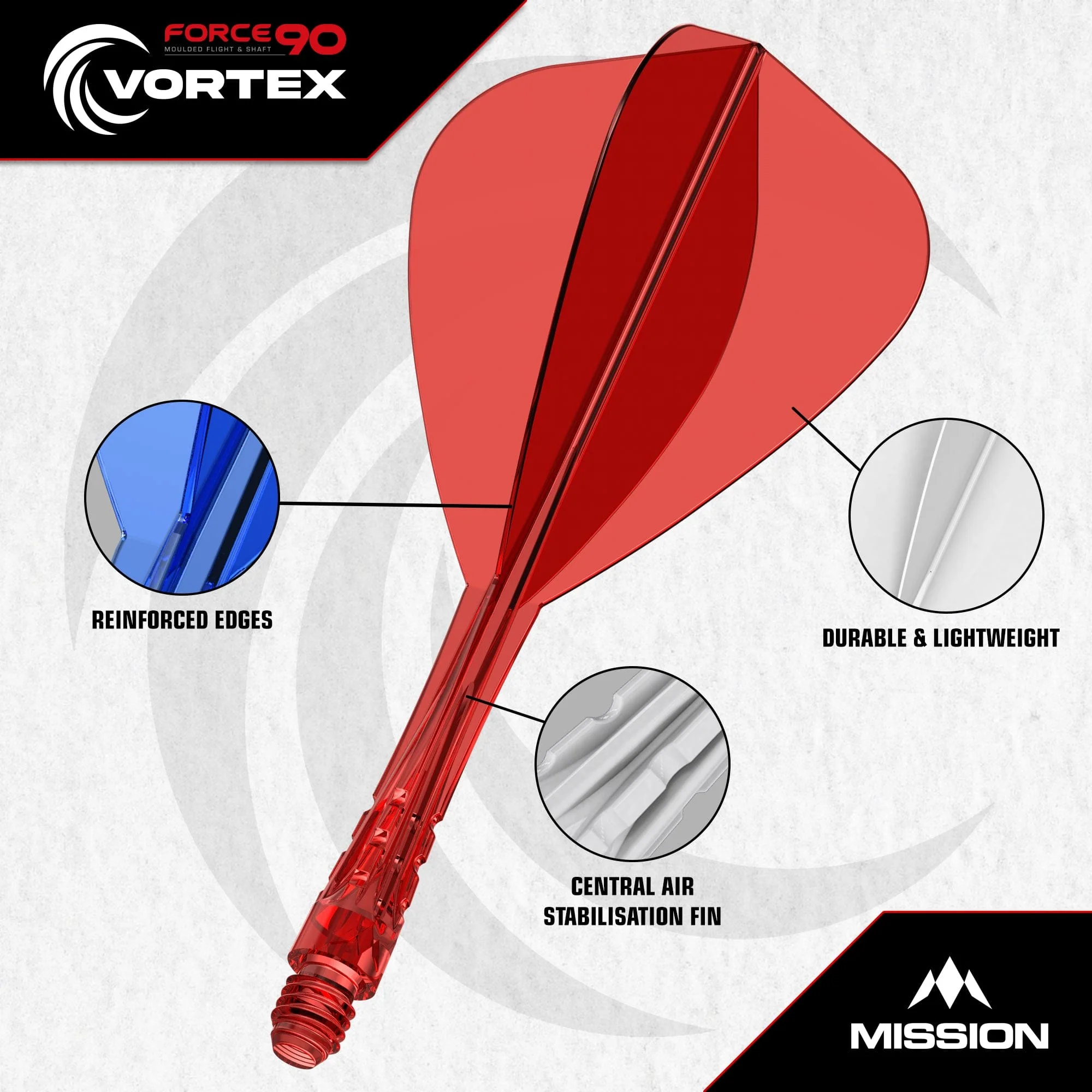 Mission Force 90 Vortex - Moulded Flight & Shaft - Kite - Image 8