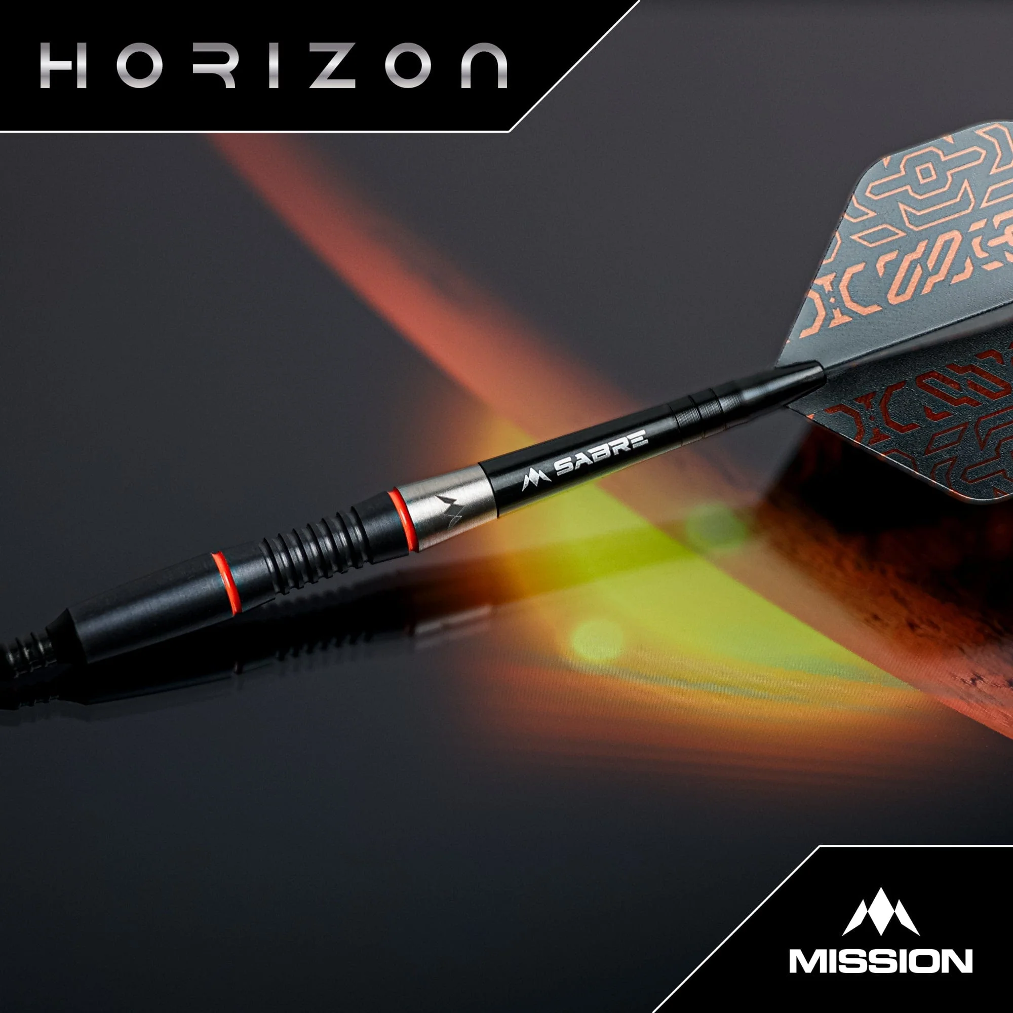 Mission Horizon Darts - Soft Tip - 95% Tungsten - Black PVD & Orange - 18g - Image 2