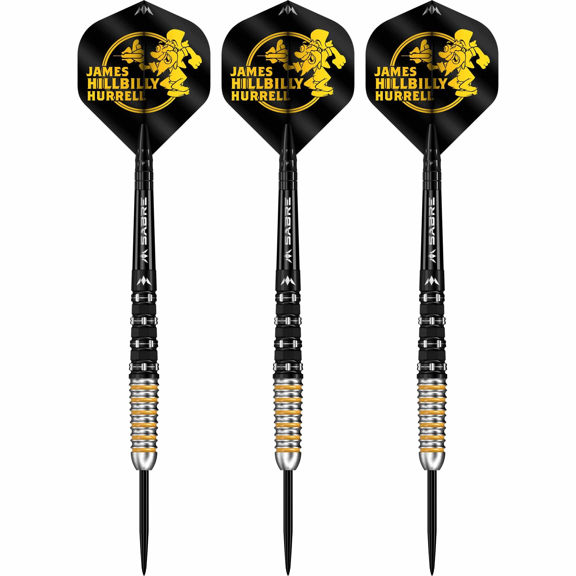 Mission James Hurrell Darts - Steel Tip - 95% Tungsten - V2 - Black PVD & Yellow - Image 2