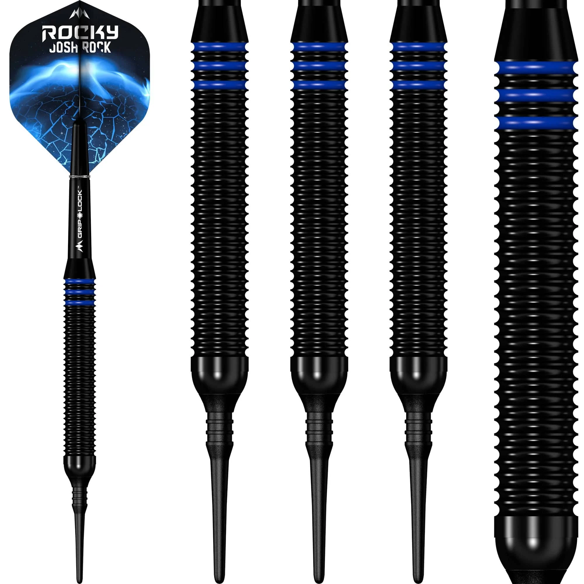 *Mission Josh Rock Darts - Soft Tip - Brass - Rocky - Black & Blue - Image 4