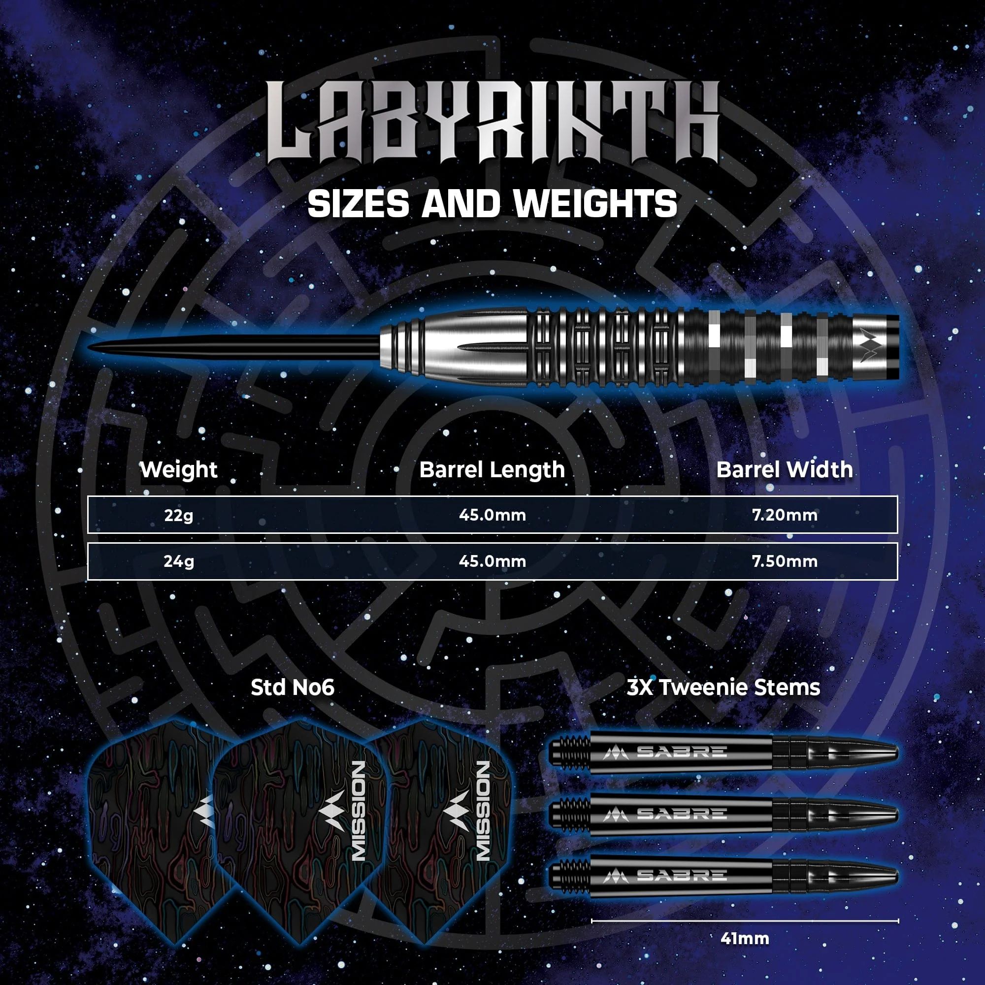 Mission Labyrinth Darts - Steel Tip - 90% Tungsten - Black PVD - Image 4