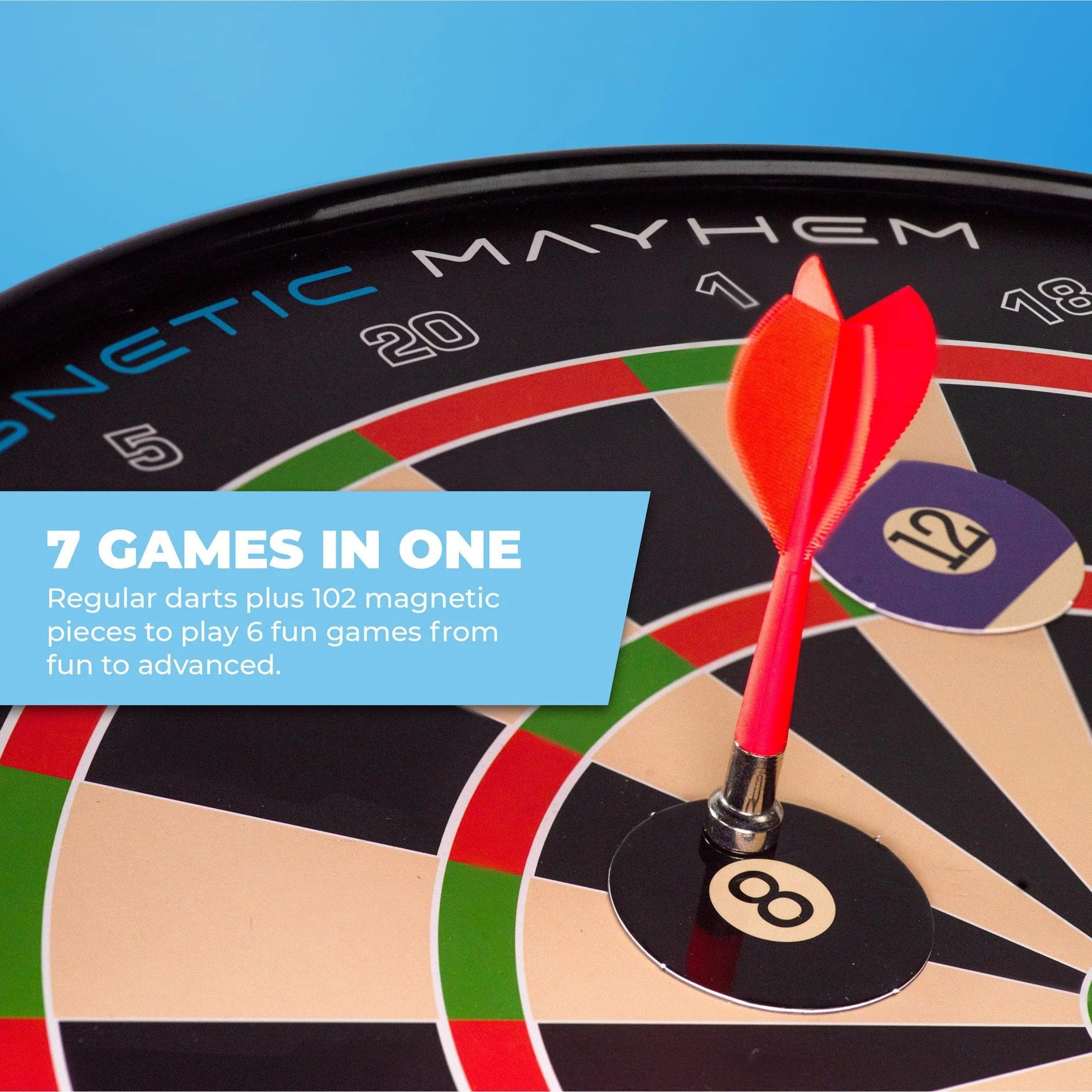 *Mission Magnetic Mayhem - Fun Darts Game - 7 Games in One - with 12 Magnetic Darts - Image 2