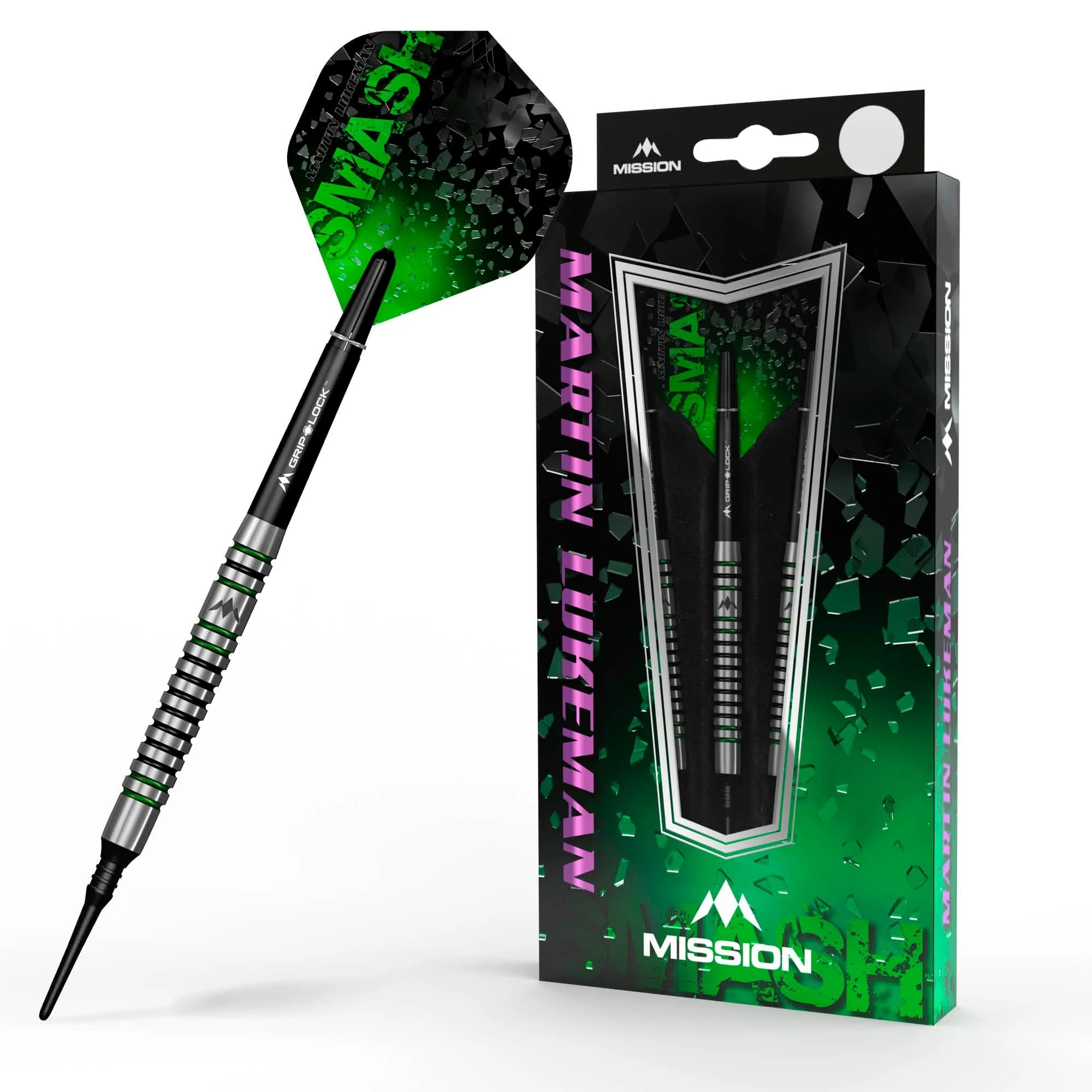 Mission Martin Lukeman Darts - Soft Tip - Black & Green - 20g - Image 2