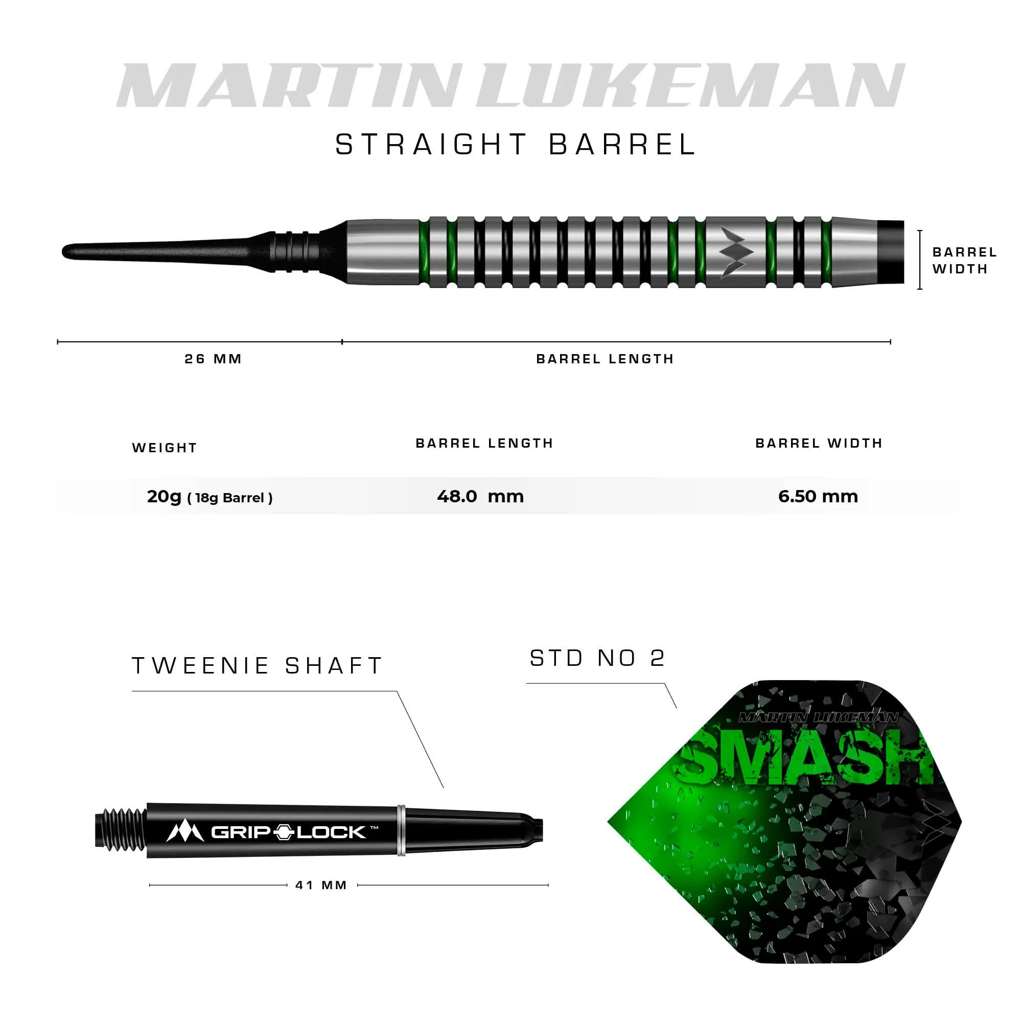 Mission Martin Lukeman Darts - Soft Tip - Black & Green - 20g - Image 4
