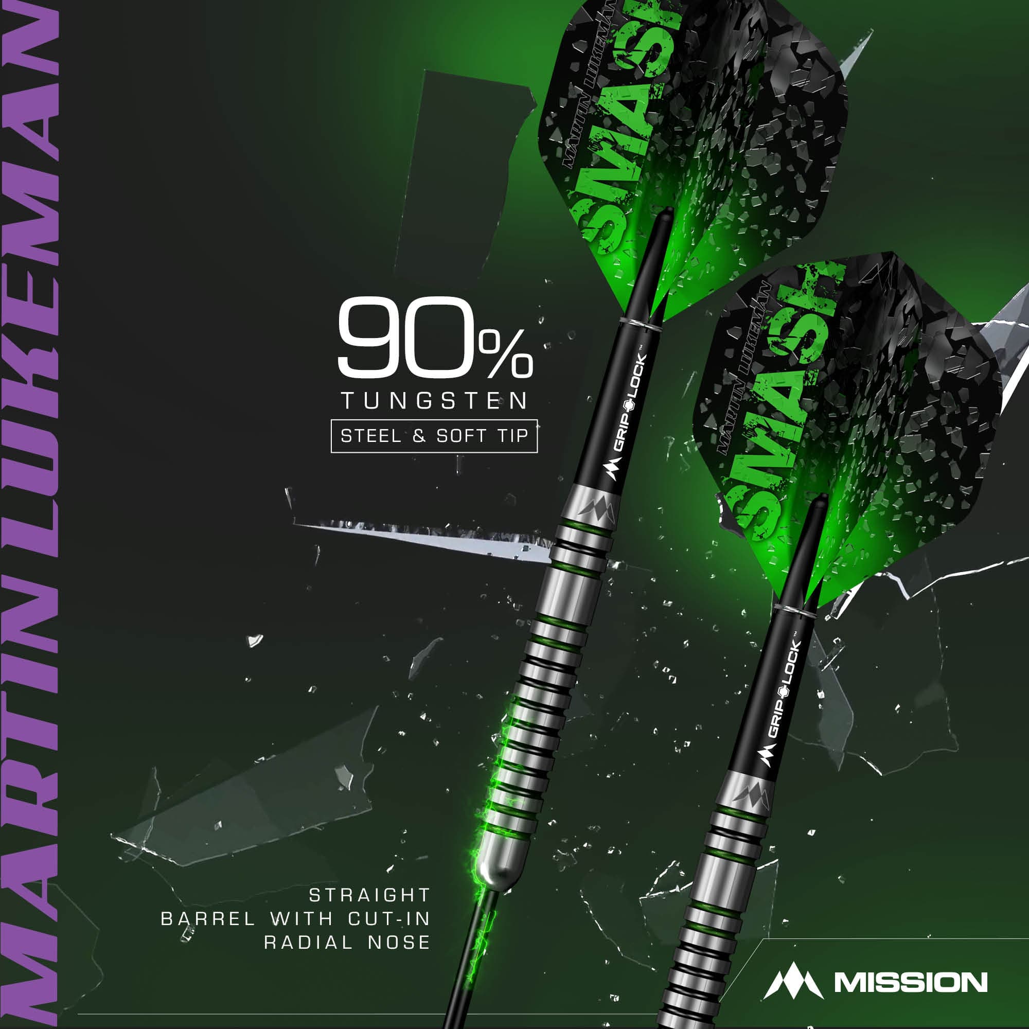 Mission Martin Lukeman Darts - Soft Tip - Black & Green - 20g - Image 7