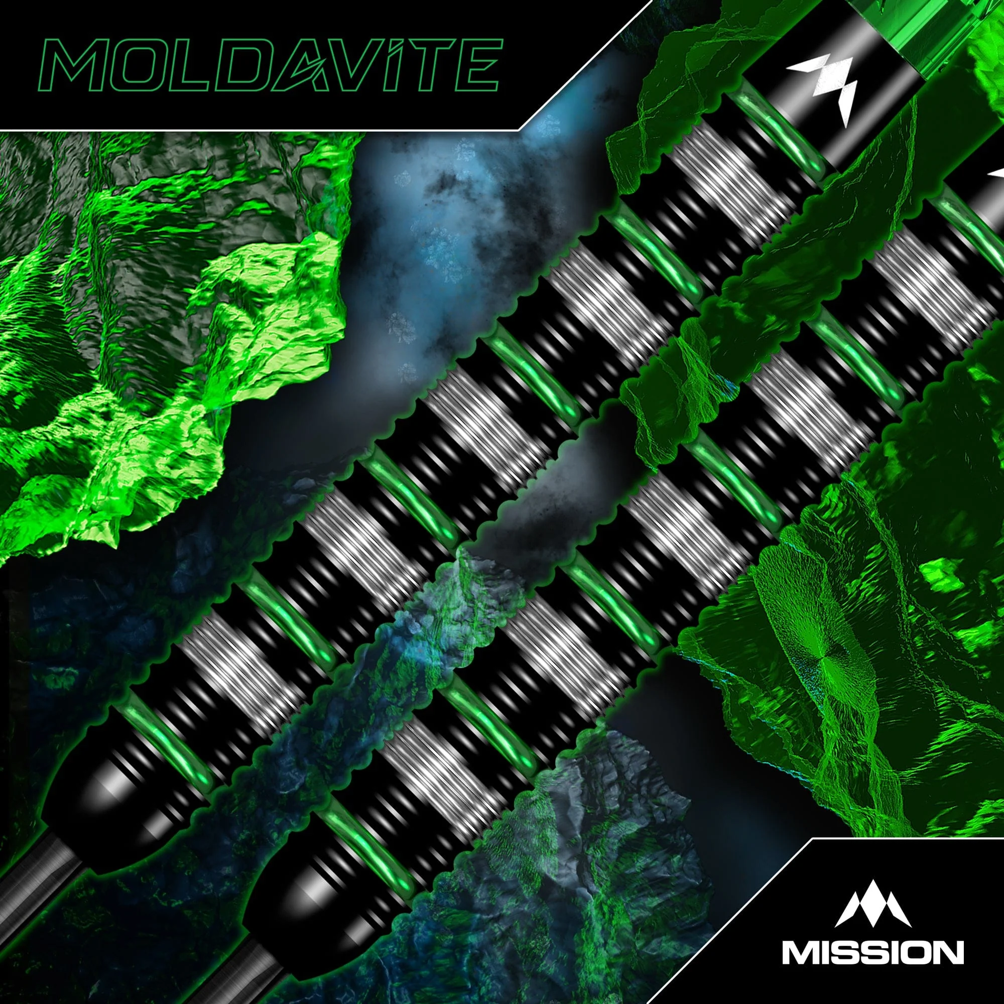 Mission Moldavite Darts - Steel Tip - 95% Tungsten - Black & Green - Image 3
