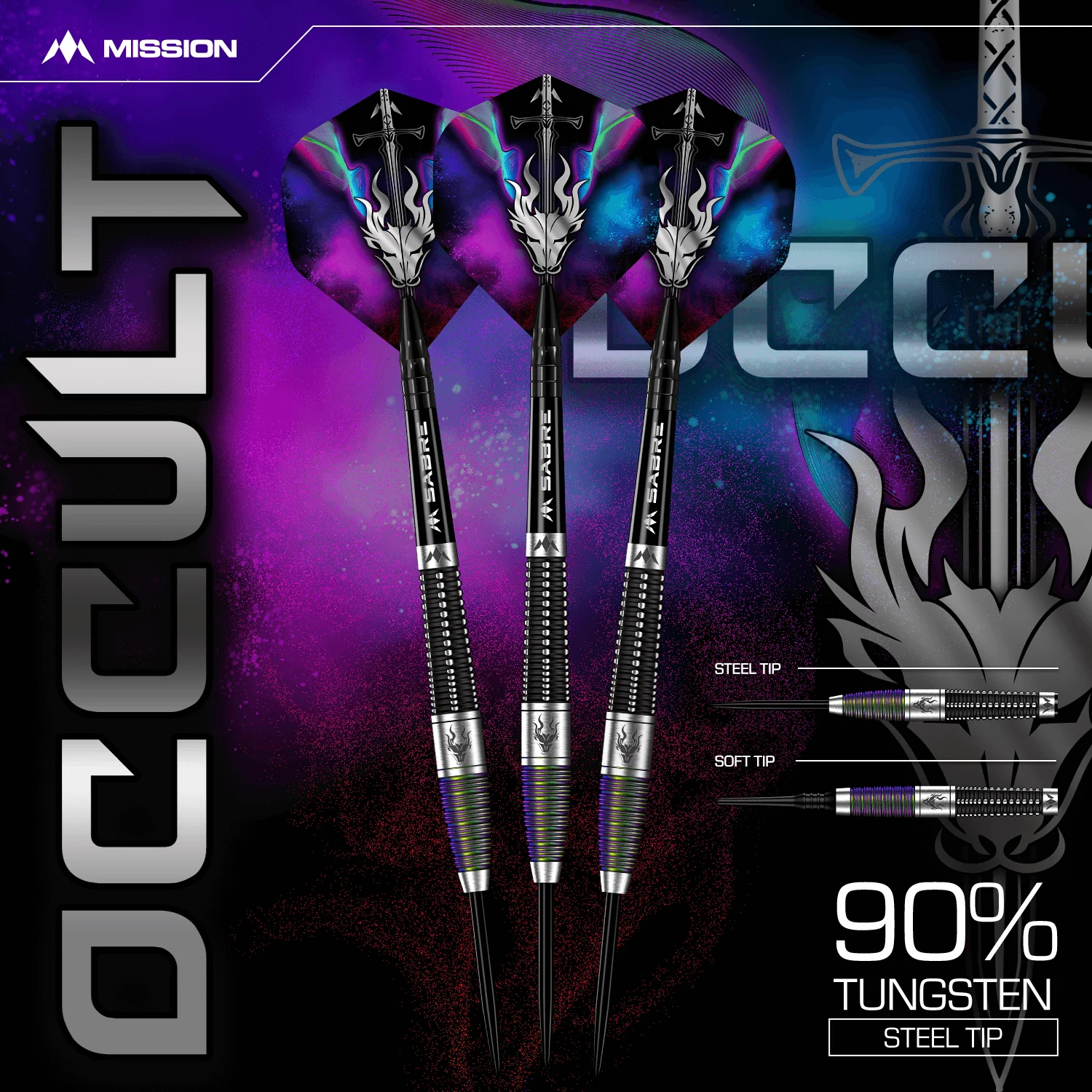 Mission Occult Darts - Soft Tip - 90% - Black & Coral PVD - Image 10